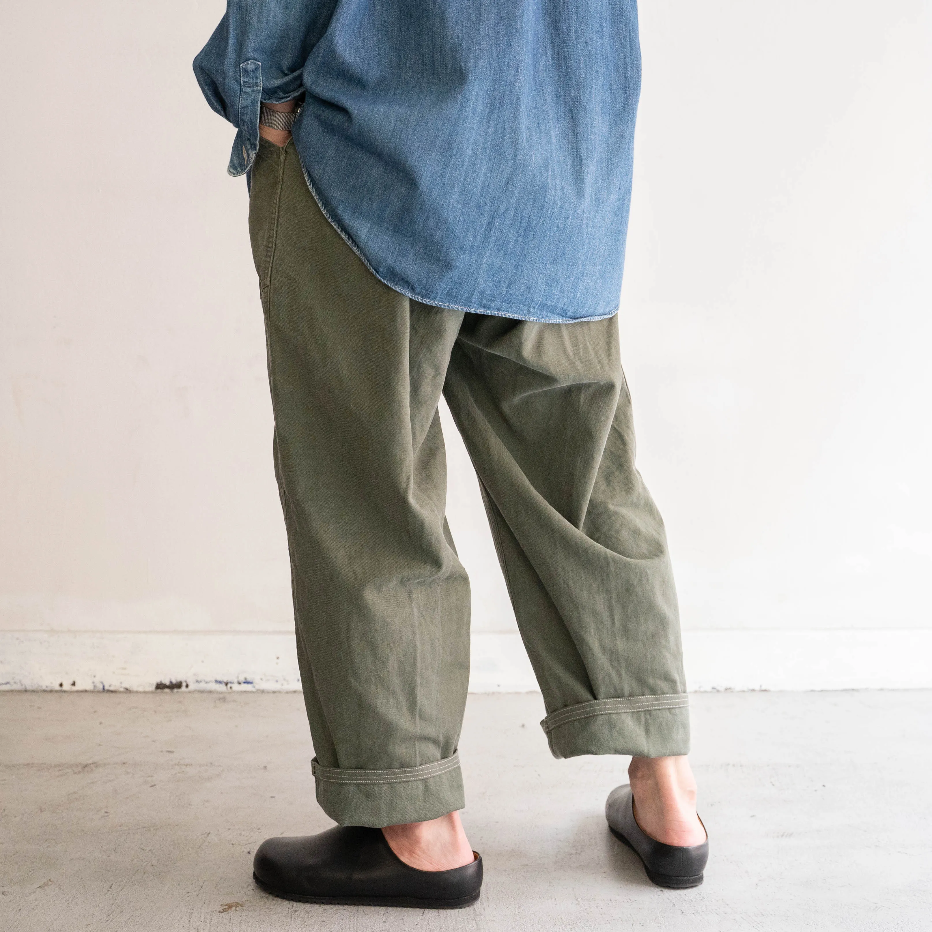 1950-60s French military mechanic work pants 'belt loop remake'