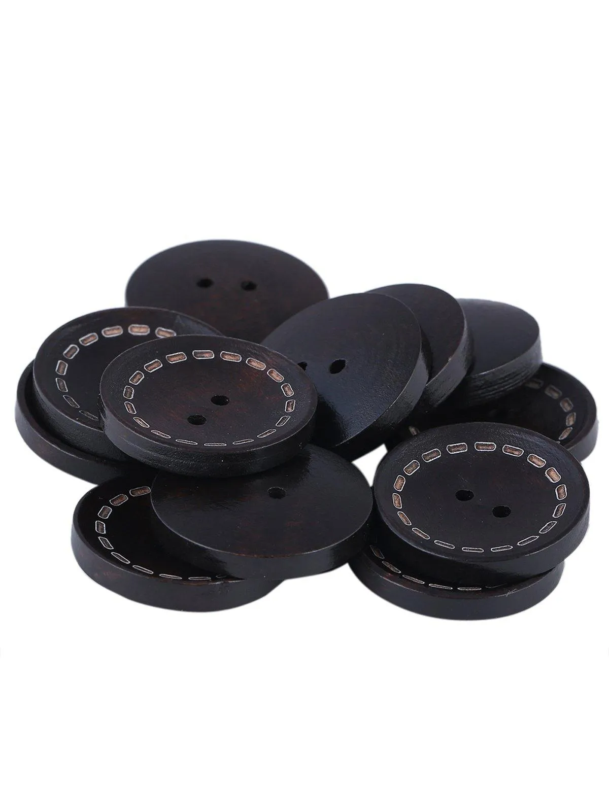 2 Hole Dark Brown Hollow Wooden Buttons