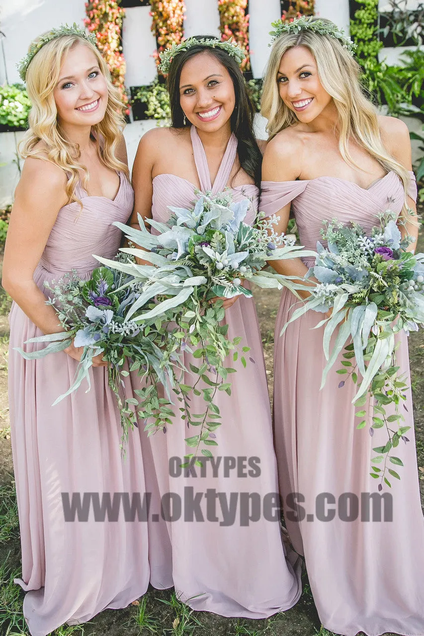 2019 Newest Off Shoulder Chiffon Bridesmaid Dresses, Backless Bridesmaid Dresses, TYP0426