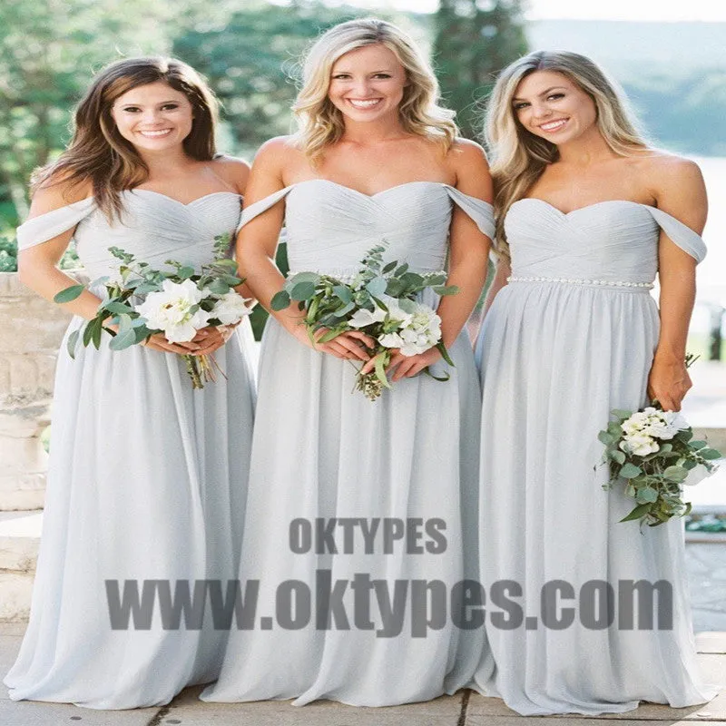 2019 Newest Off Shoulder Chiffon Bridesmaid Dresses, Backless Bridesmaid Dresses, TYP0426