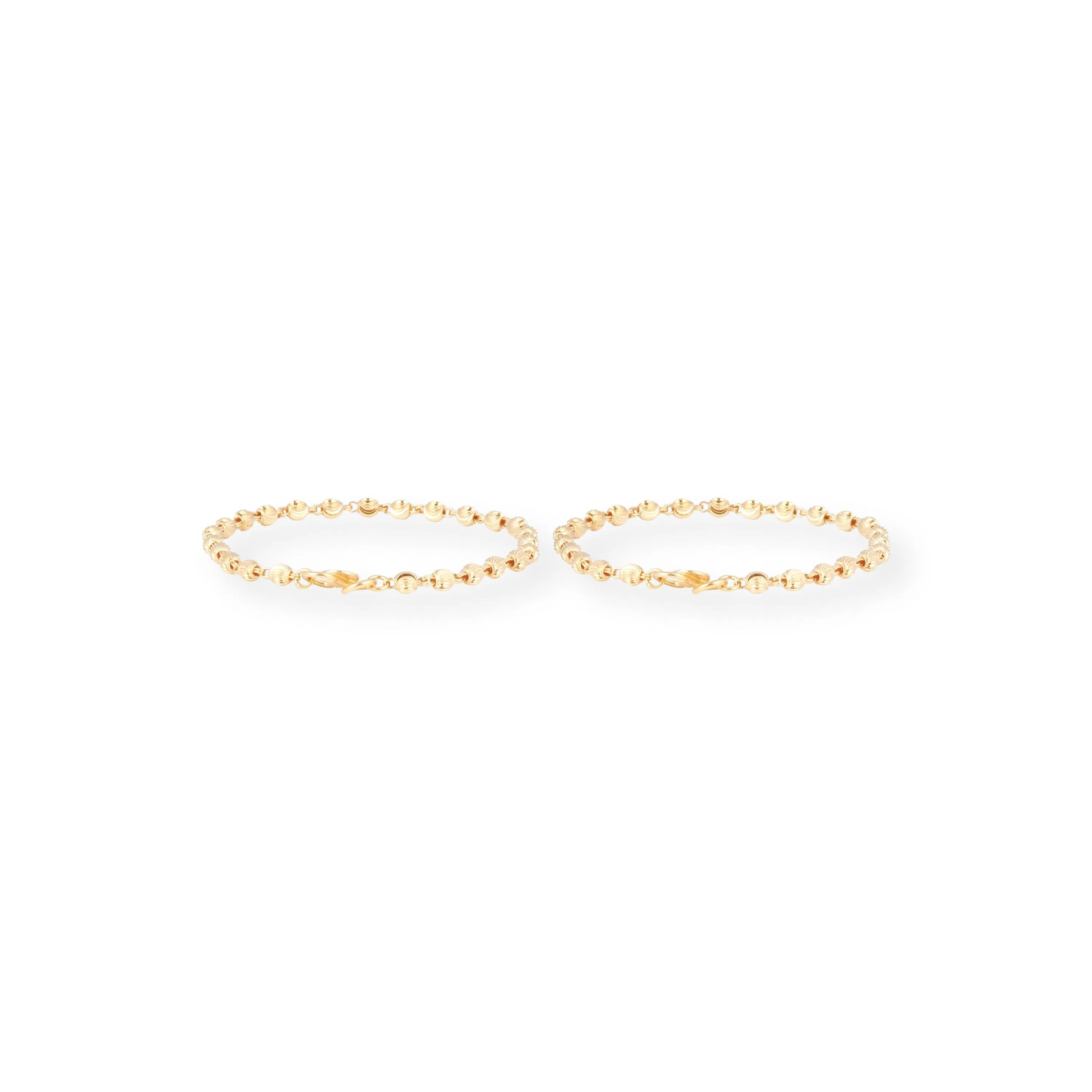 22ct Gold Child Bracelet with Diamond Cutting Beads & '' Figure of Eight '' Clasp CBR-8468A