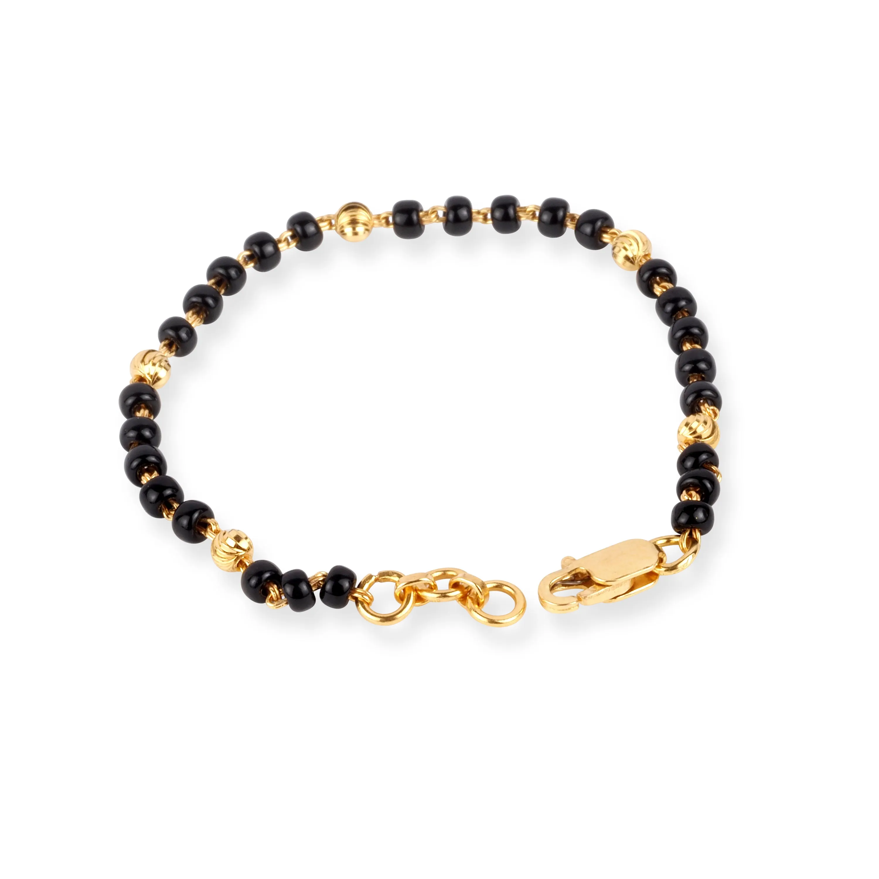 22ct Gold Children's Bracelet with Black Beads and Lobster Clasp CBR-8482