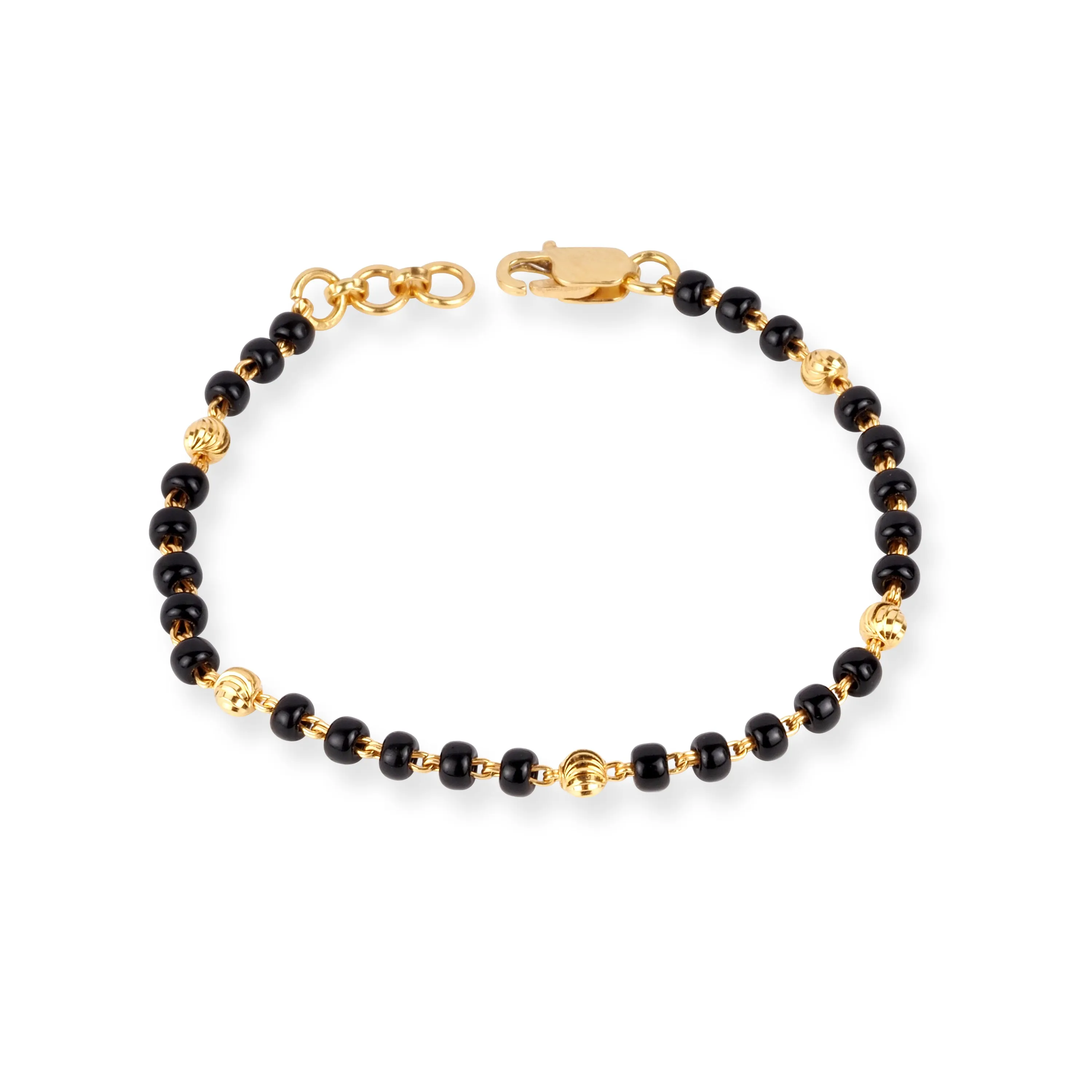 22ct Gold Children's Bracelet with Black Beads and Lobster Clasp CBR-8482