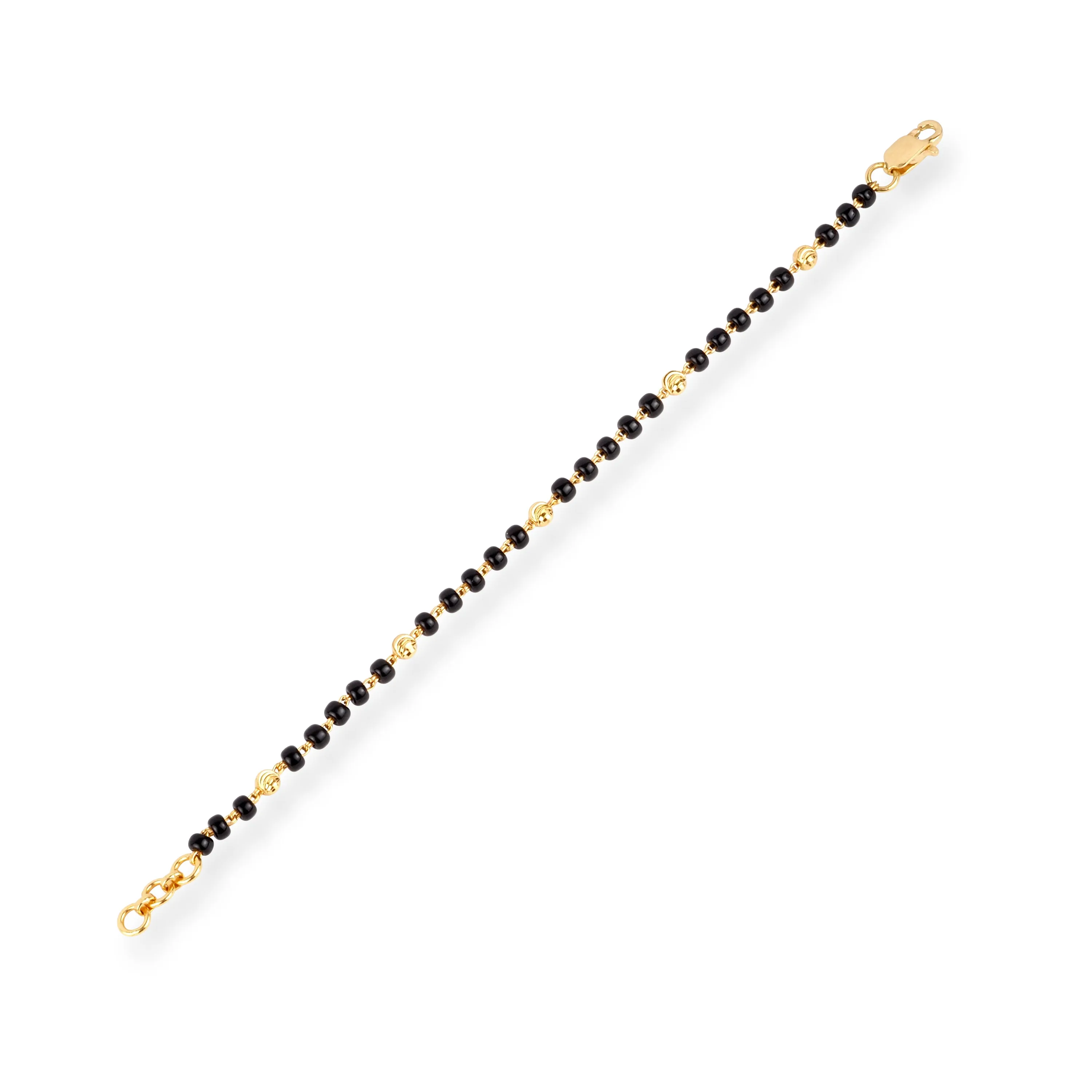 22ct Gold Children's Bracelet with Black Beads and Lobster Clasp CBR-8482