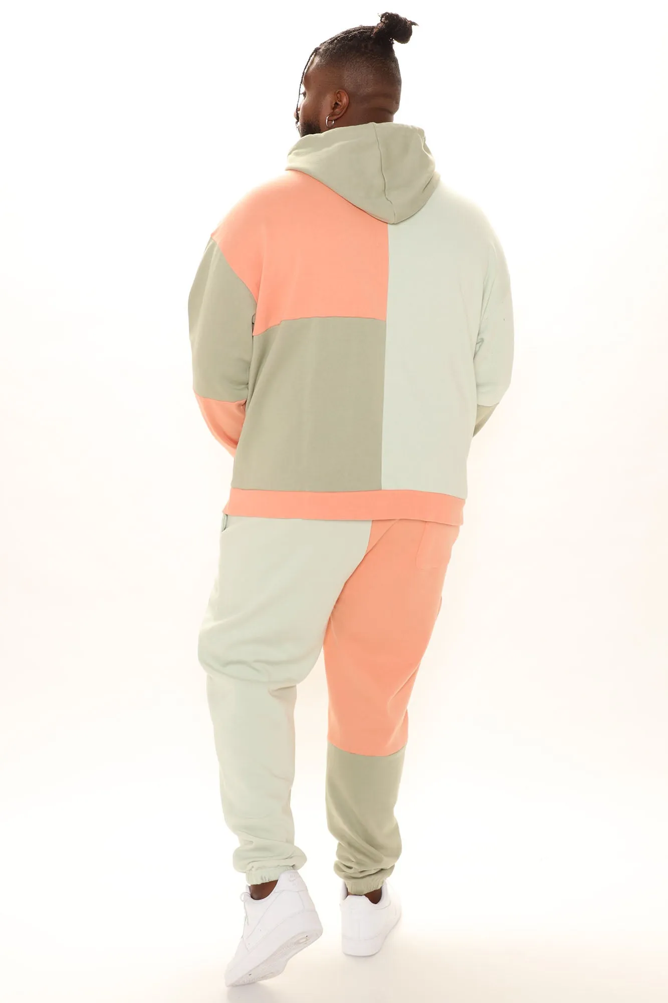 3 Way Color Block Hoodie - Peach/combo