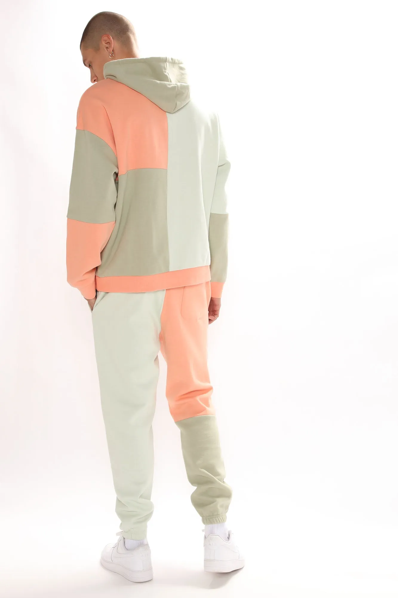 3 Way Color Block Hoodie - Peach/combo