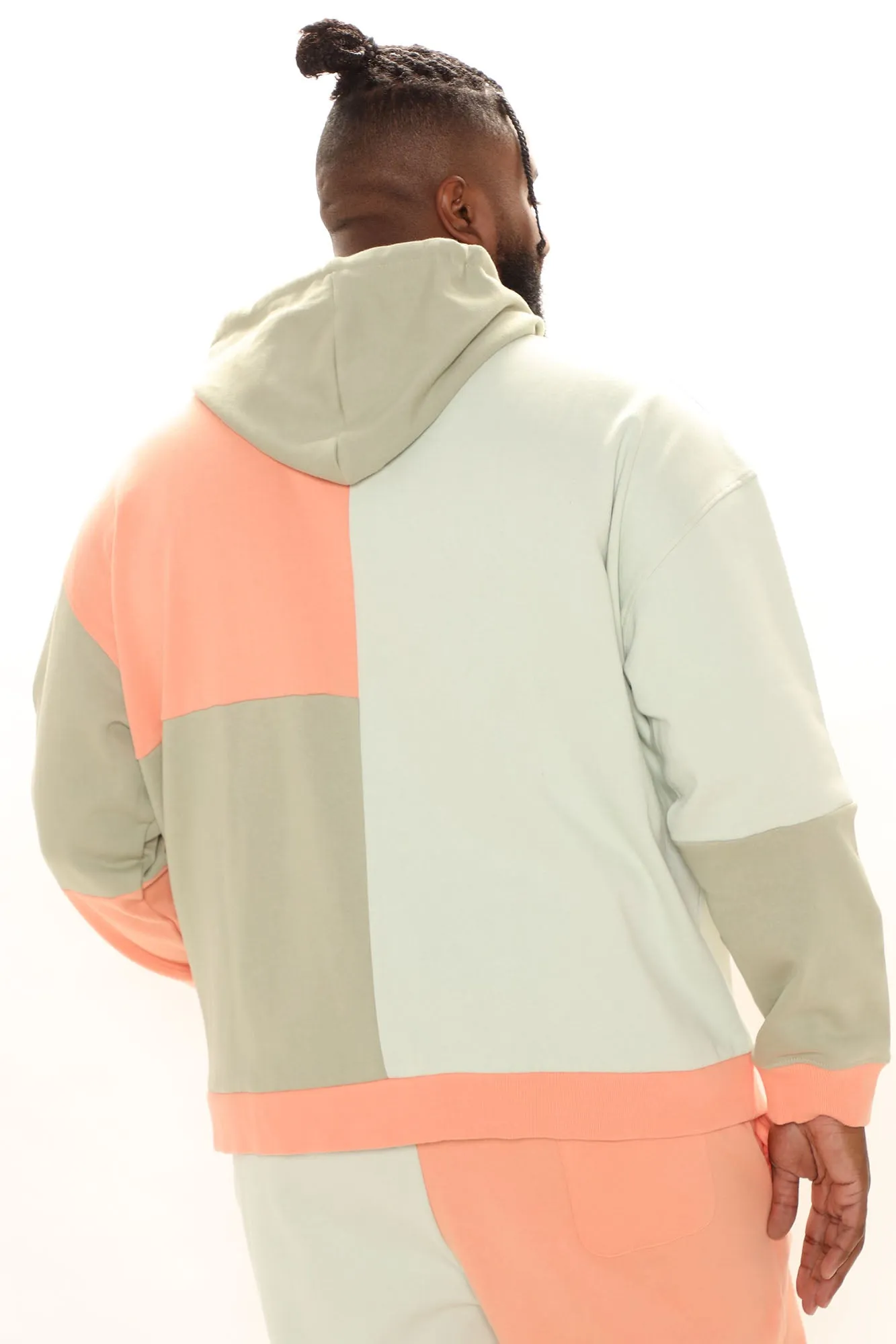 3 Way Color Block Hoodie - Peach/combo