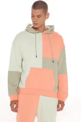 3 Way Color Block Hoodie - Peach/combo