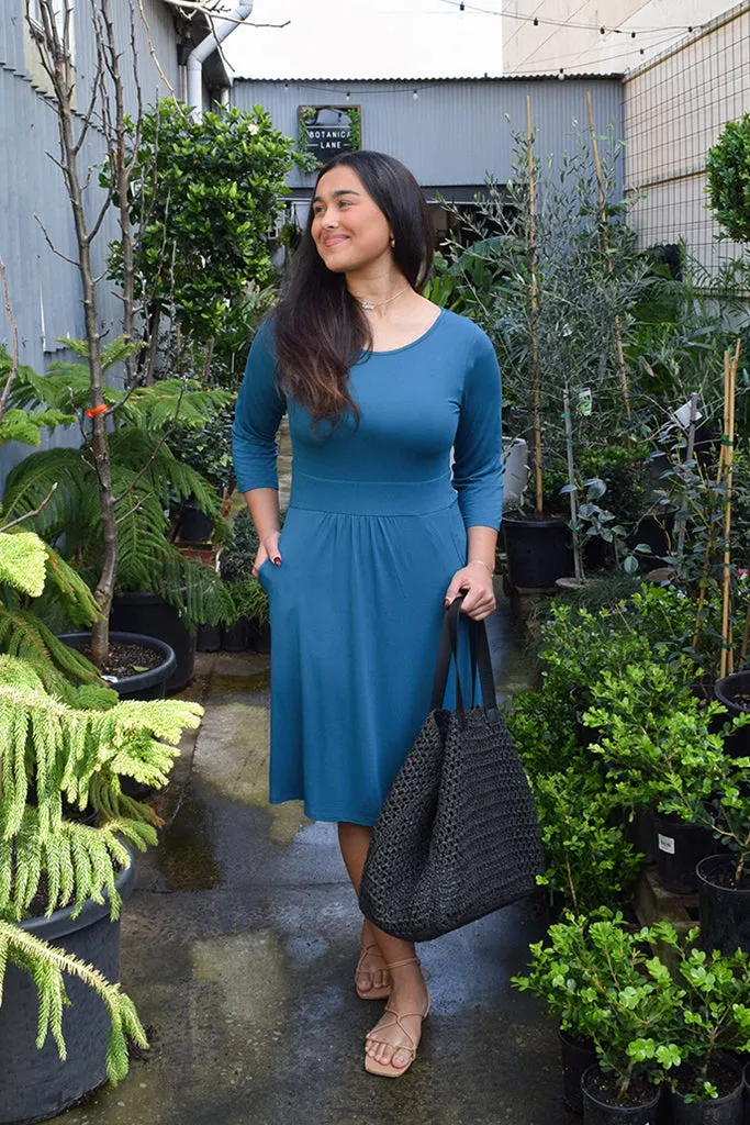 3/4 Sleeve Beth Dress - Dark Teal