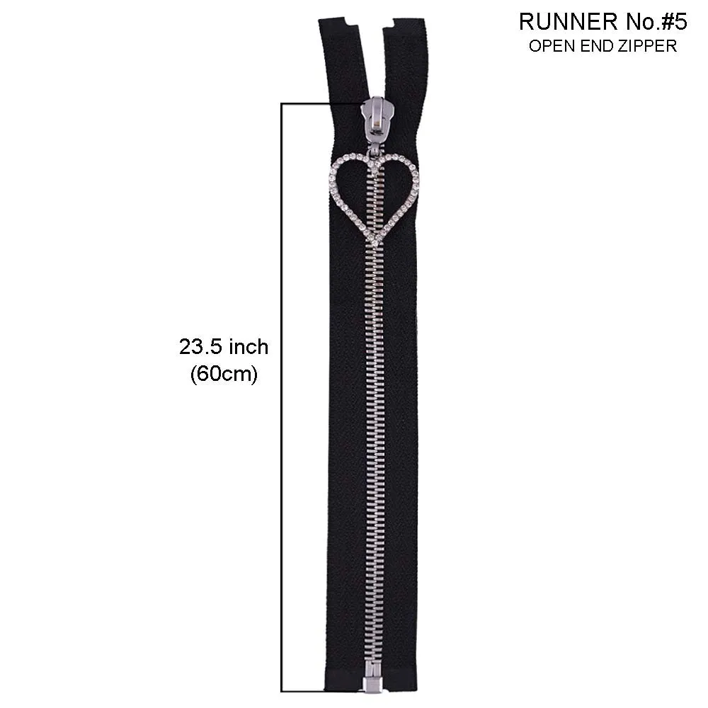 #5 Heart Shape Diamond Runner Fashionable Zipper for Clothing