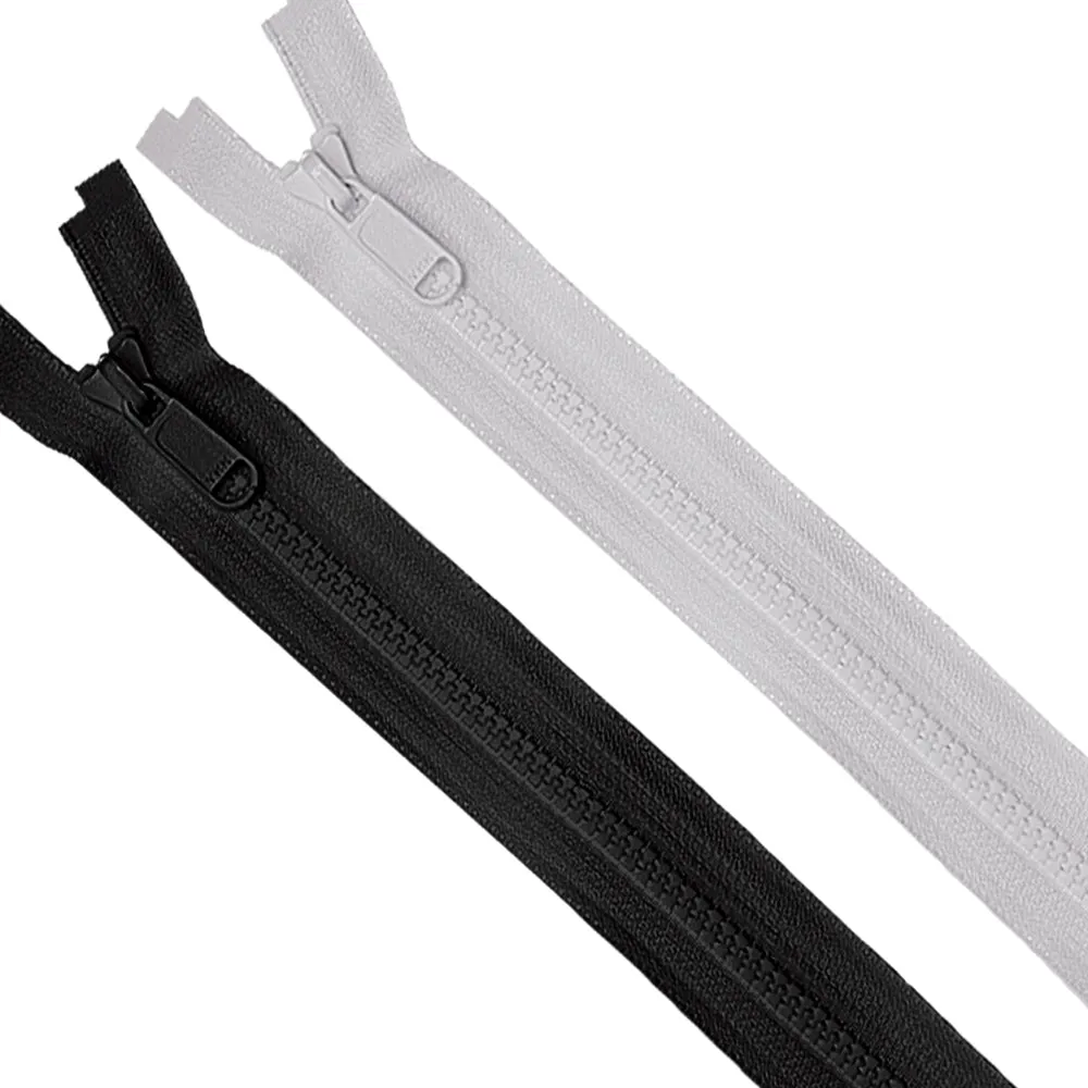 #5 YKK Black/White Vislon Open-End Double Pull Slider Zipper