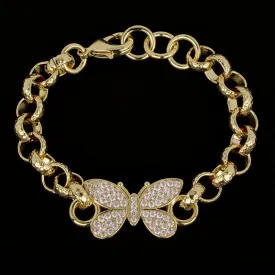 8mm Gold Filled Butterfly Belcher Bracelet Stones 6/6.5 Inch