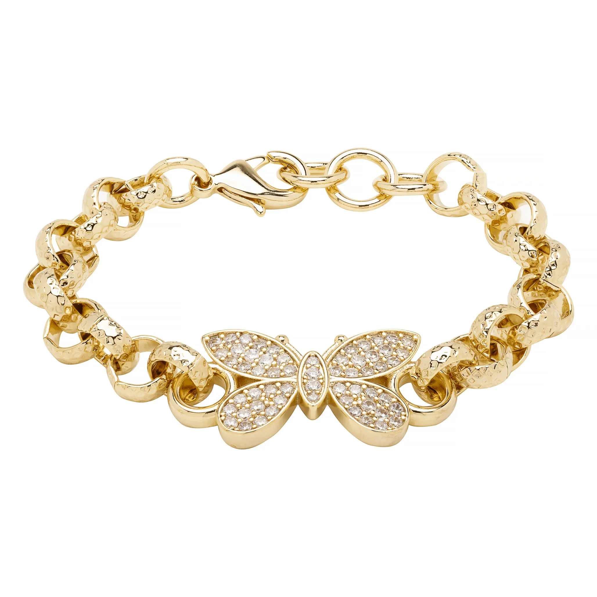 8mm Gold Filled Butterfly Belcher Bracelet Stones 6/6.5 Inch