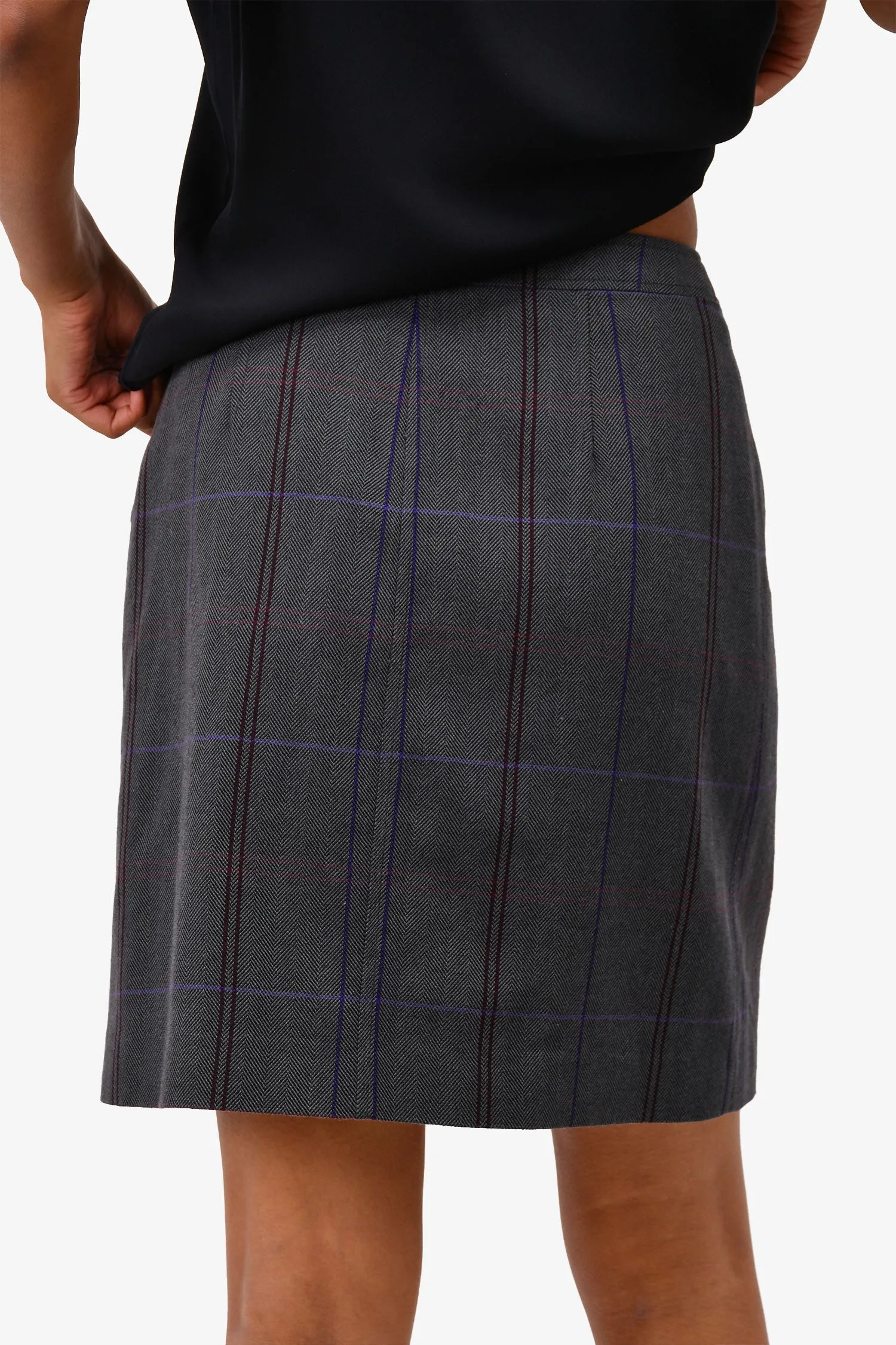 Acne Studios Grey/Purple Striped Wool Wrap Skirt Size 34