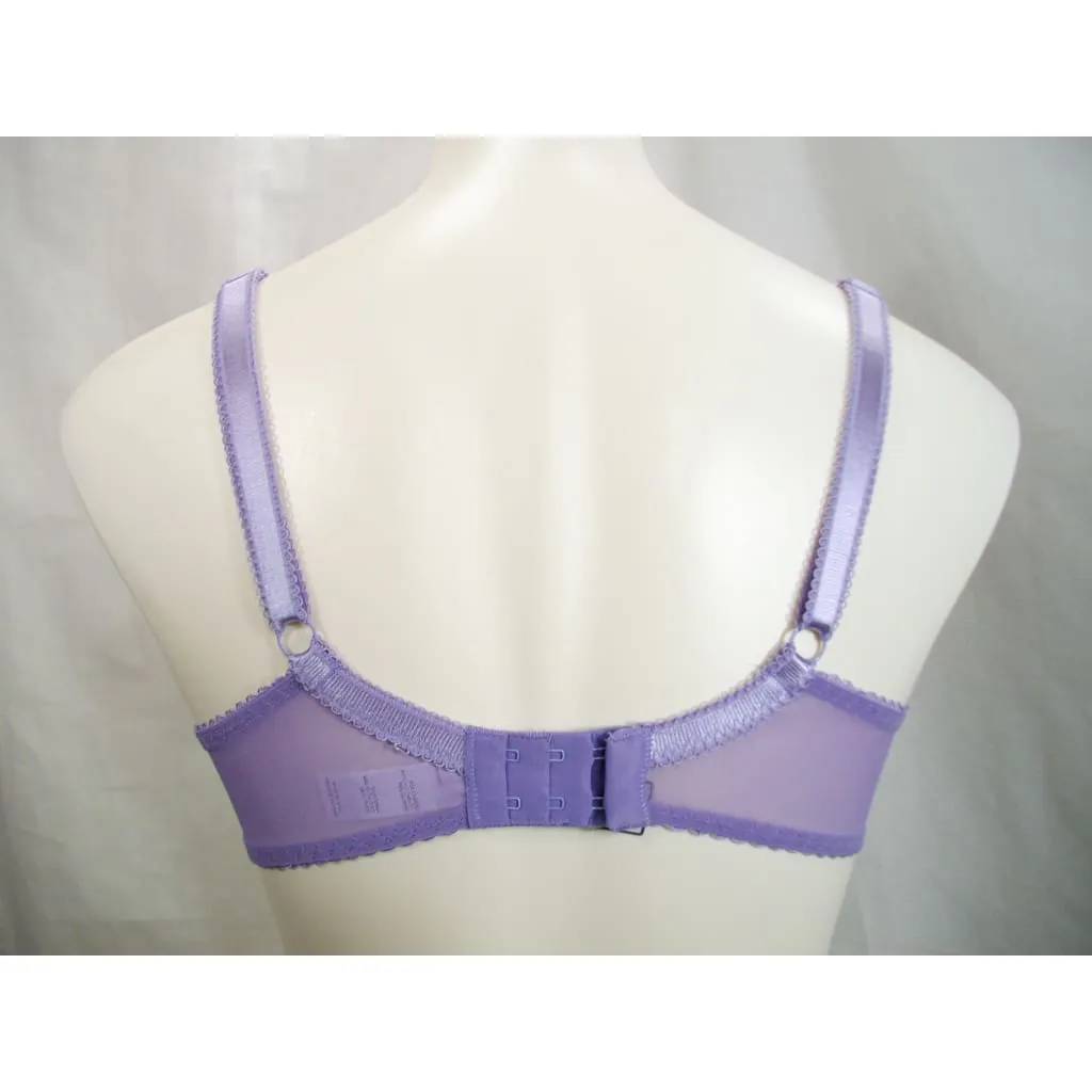 Alegro Lingerie Unlined Semi Sheer Lace 3-Part Cup Underwire Bra 32C Lavender NWT