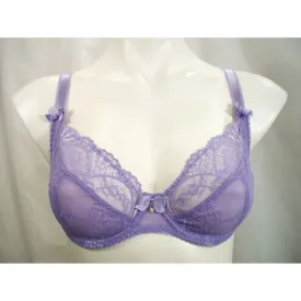 Alegro Lingerie Unlined Semi Sheer Lace 3-Part Cup Underwire Bra 32C Lavender NWT