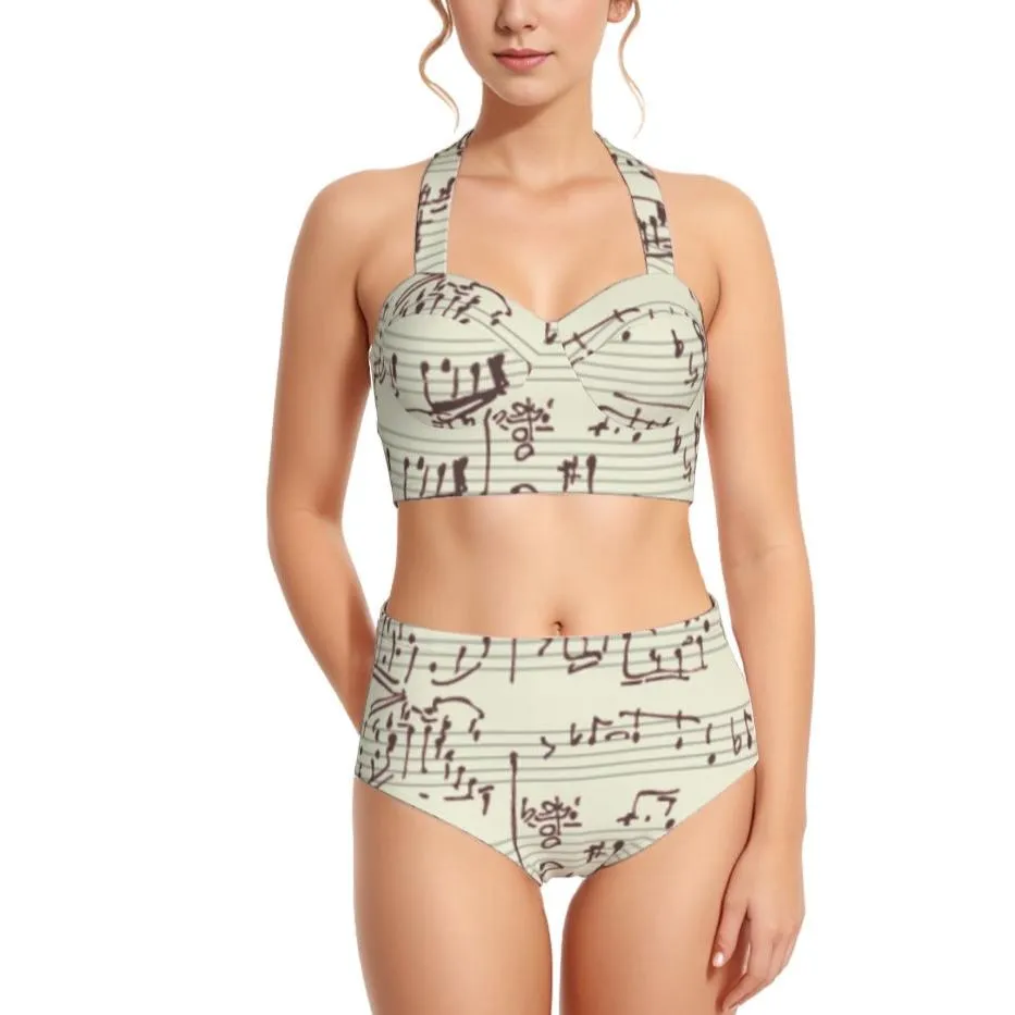 All-Over Print Women's Swimsuit Set With Halter