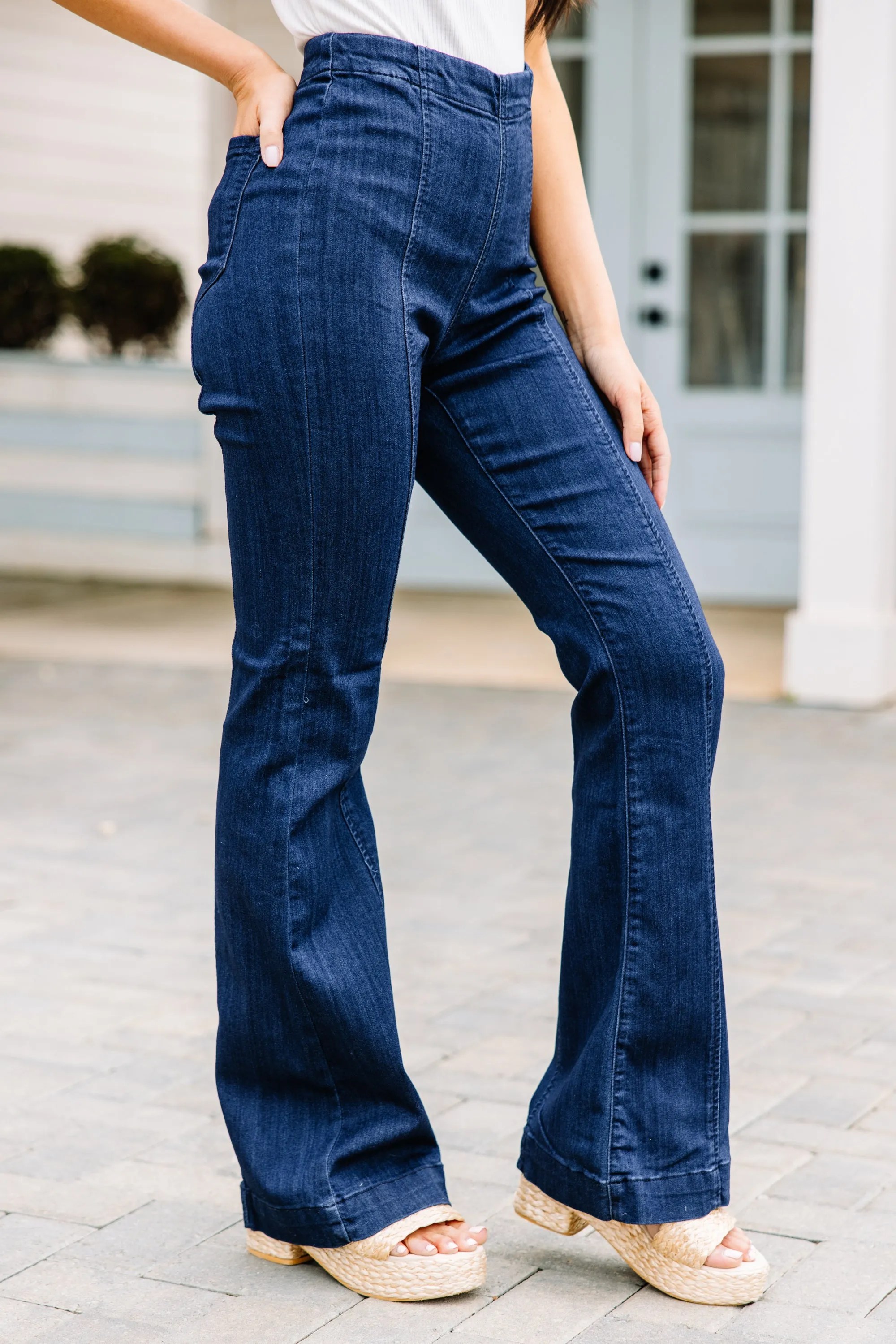 All Smiles Dark Wash Flare Jeans