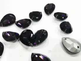 Amethyst Purple Drop 2 Hole Glass Stones (18x13 mm)