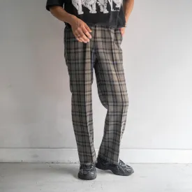 around 1990s japan vintage poly × wool gray based check slacks