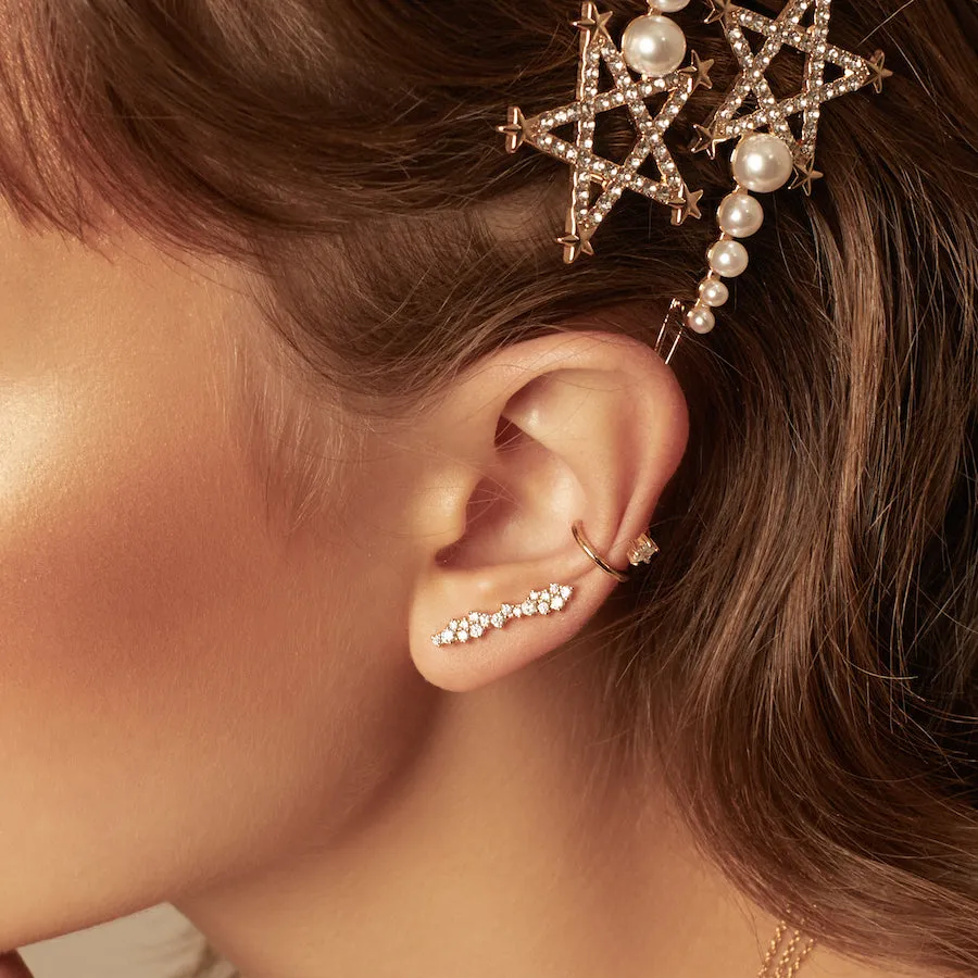 Aurora Pave Gold Crawler Earring