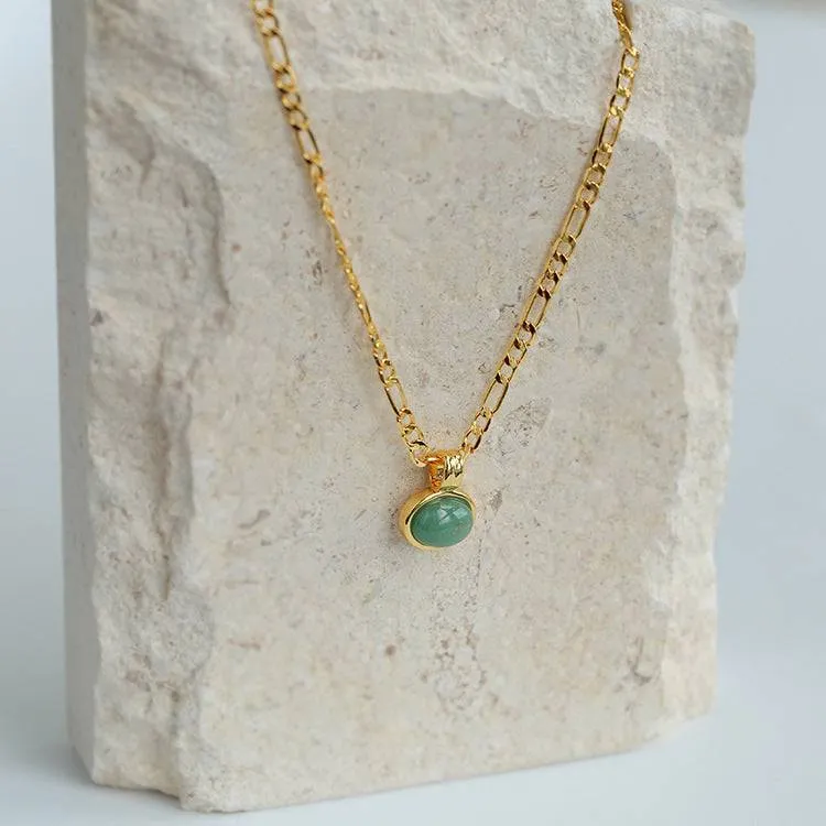 Aventurine Figaro Chain Necklace and Earring Set (Purchase Individually)