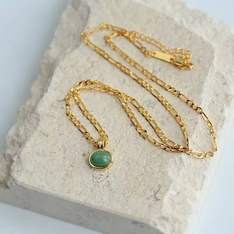 Aventurine Figaro Chain Necklace and Earring Set (Purchase Individually)