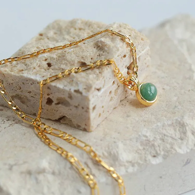 Aventurine Figaro Chain Necklace and Earring Set (Purchase Individually)