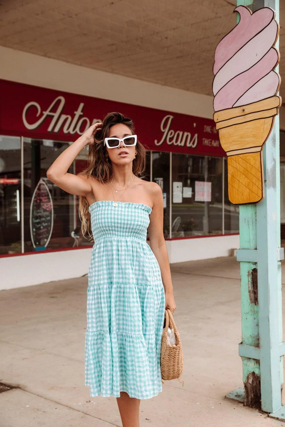 Bahamas Skirt / Dress in Mint Gingham