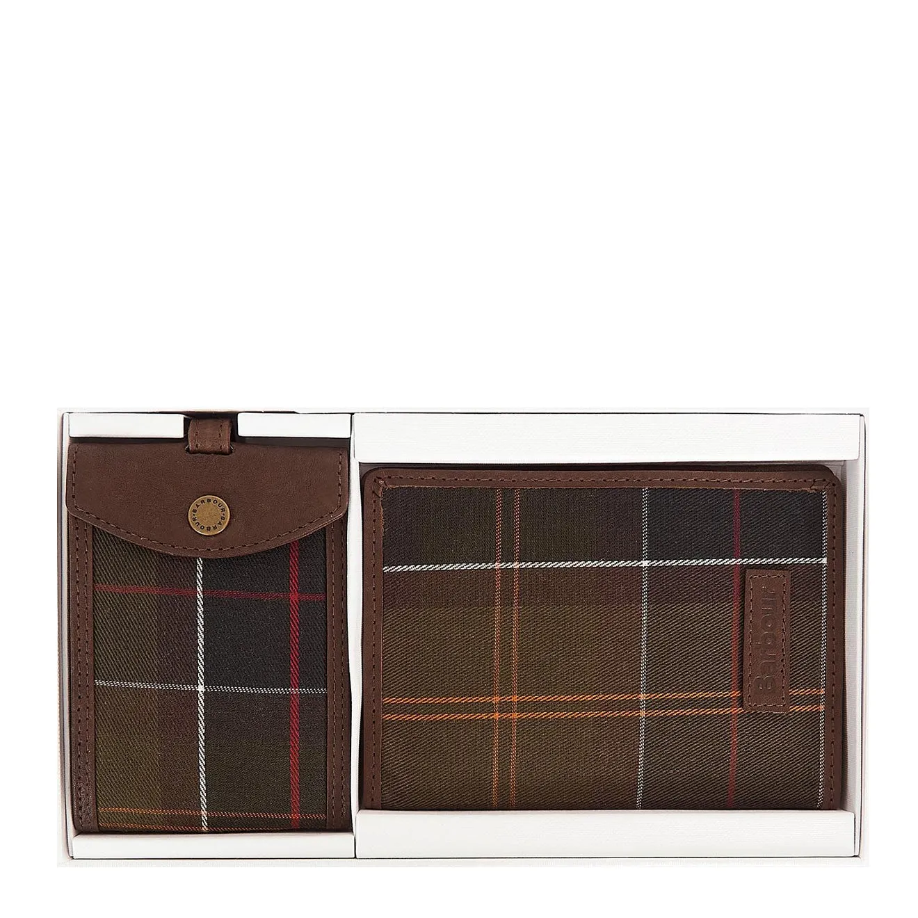 Barbour Leather & Tartan Travel Gift Set Classic Tartan / Brown