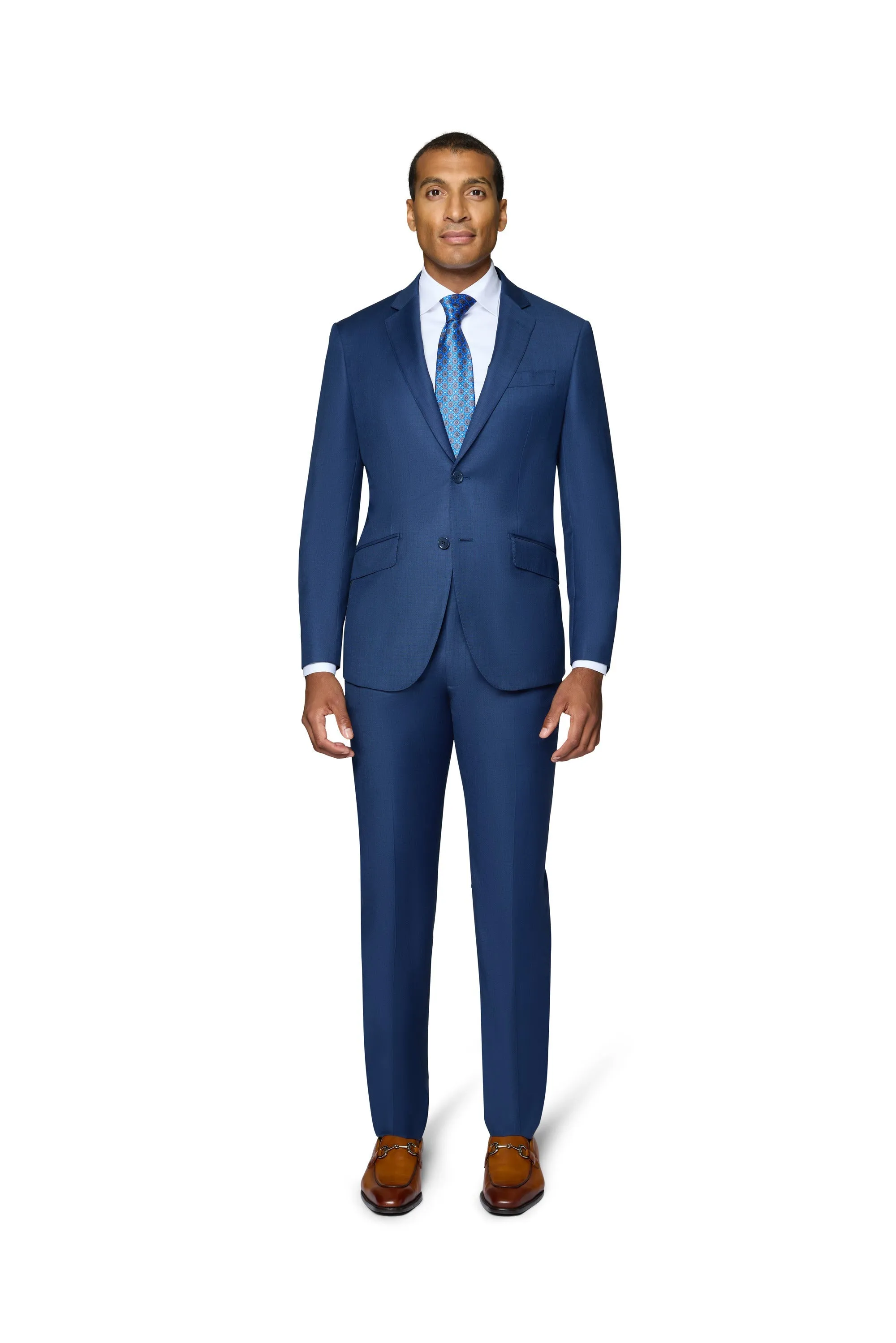 Berragamo Elegant 10015-210 Sharkskin Wool Suit - New Blue