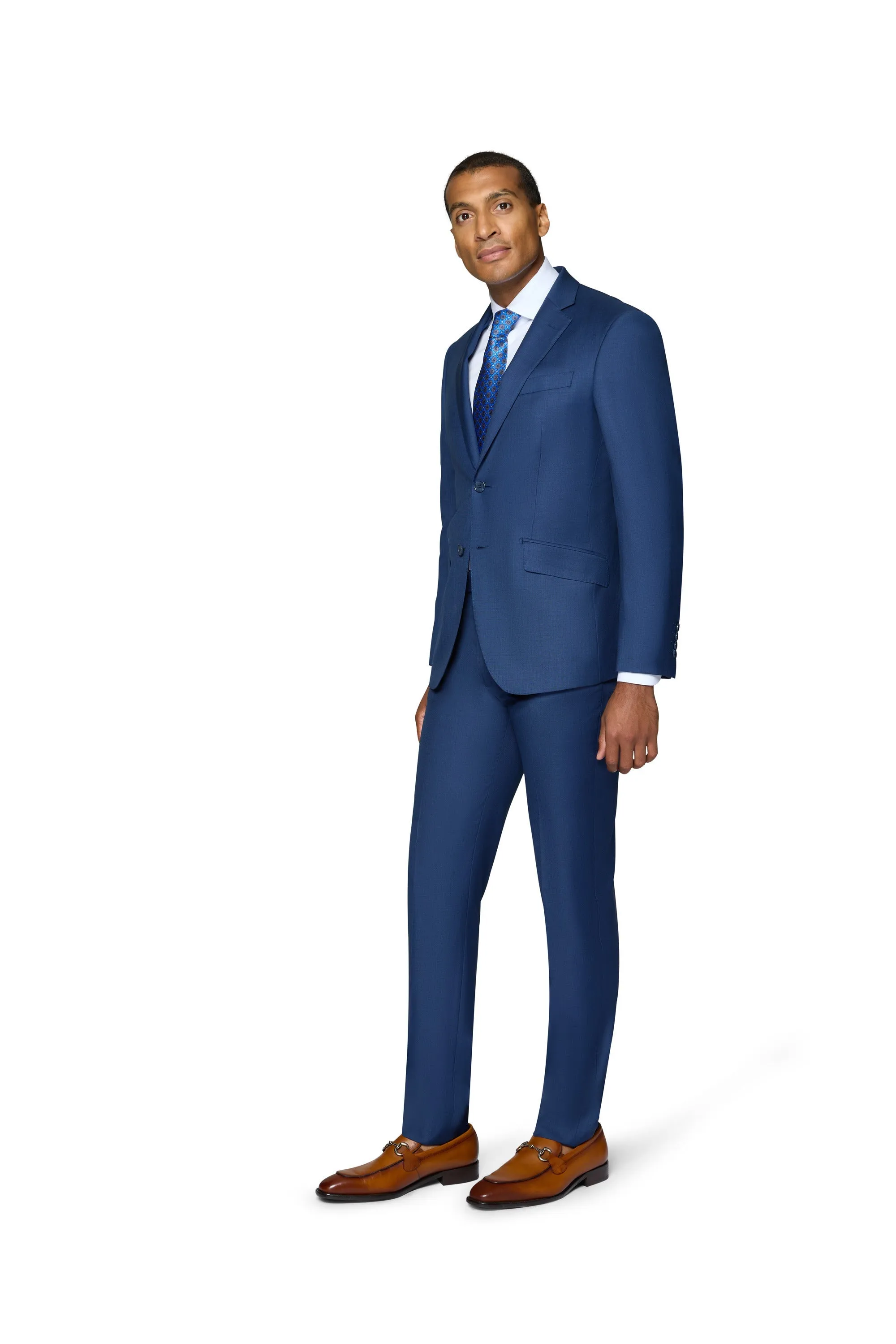 Berragamo Elegant 10015-210 Sharkskin Wool Suit - New Blue