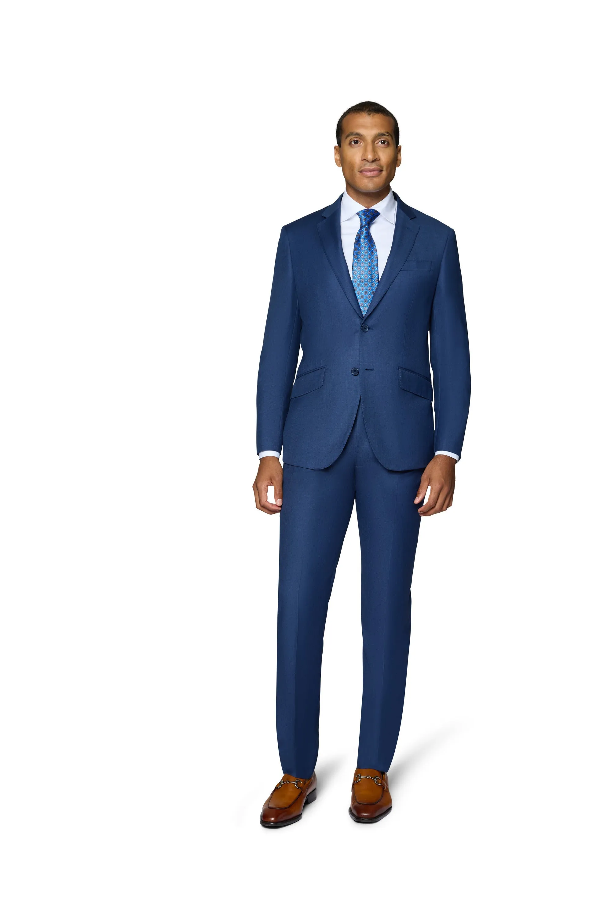 Berragamo Elegant 10015-210 Sharkskin Wool Suit - New Blue