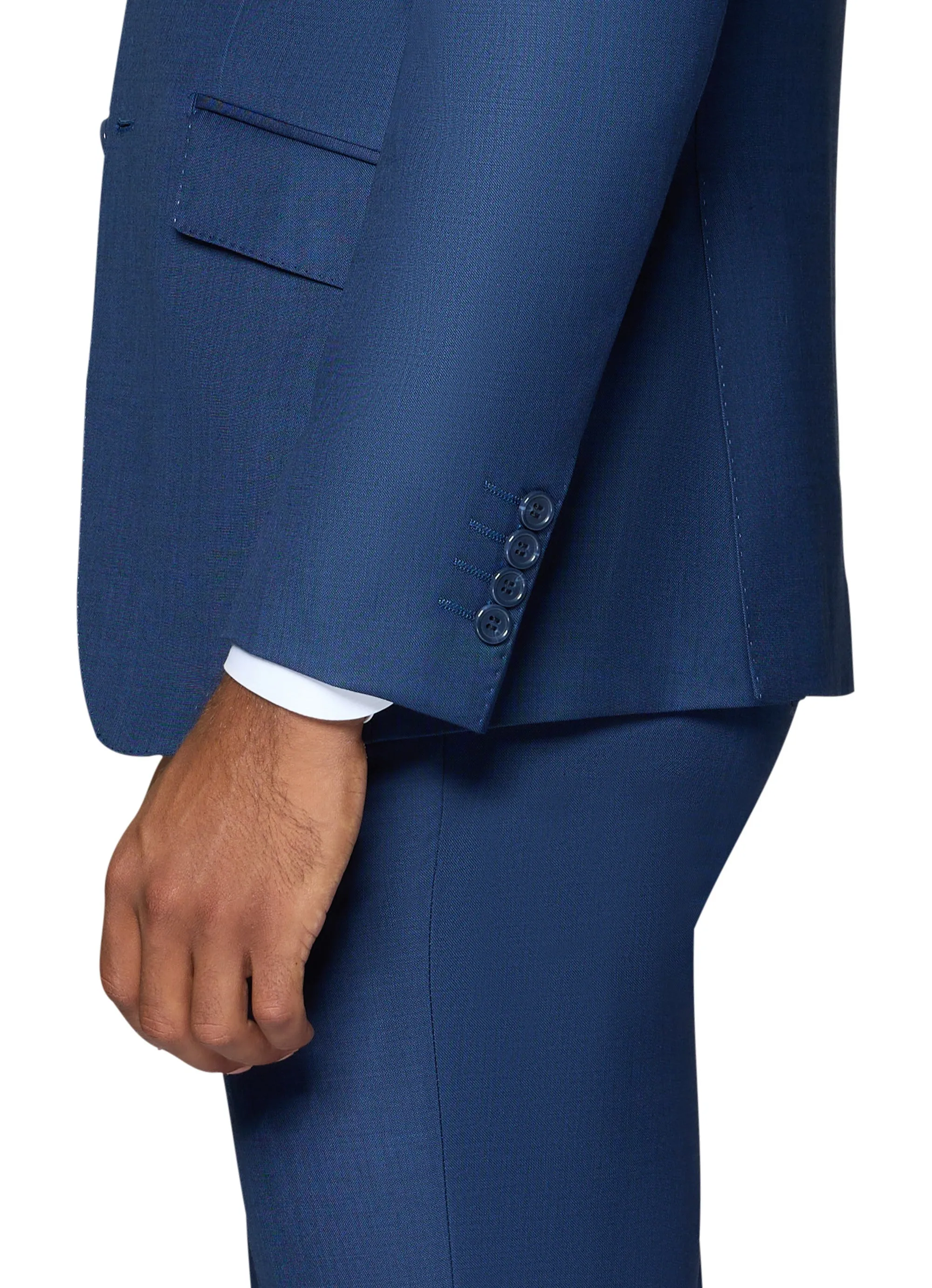 Berragamo Elegant 10015-210 Sharkskin Wool Suit - New Blue