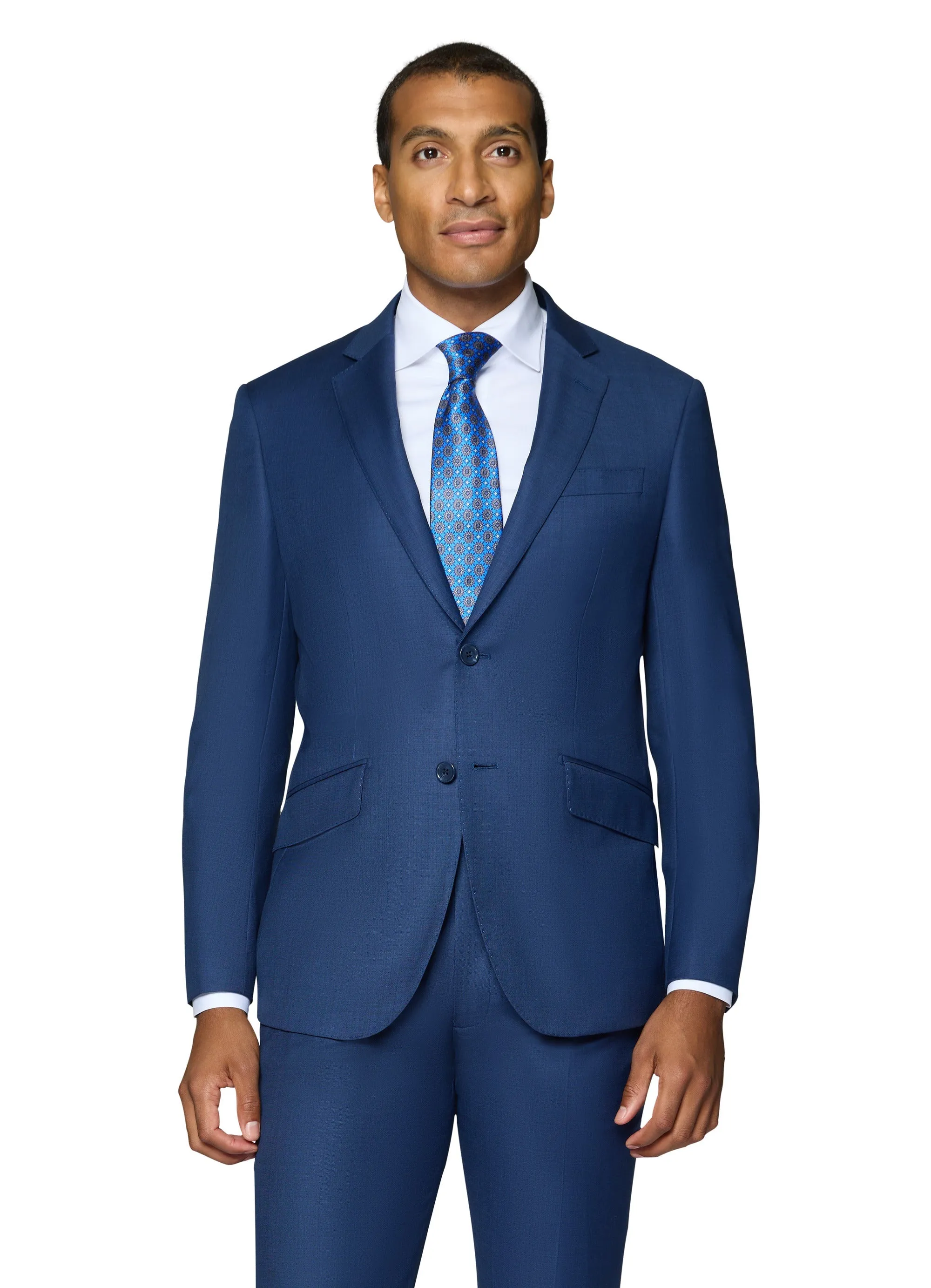 Berragamo Elegant 10015-210 Sharkskin Wool Suit - New Blue