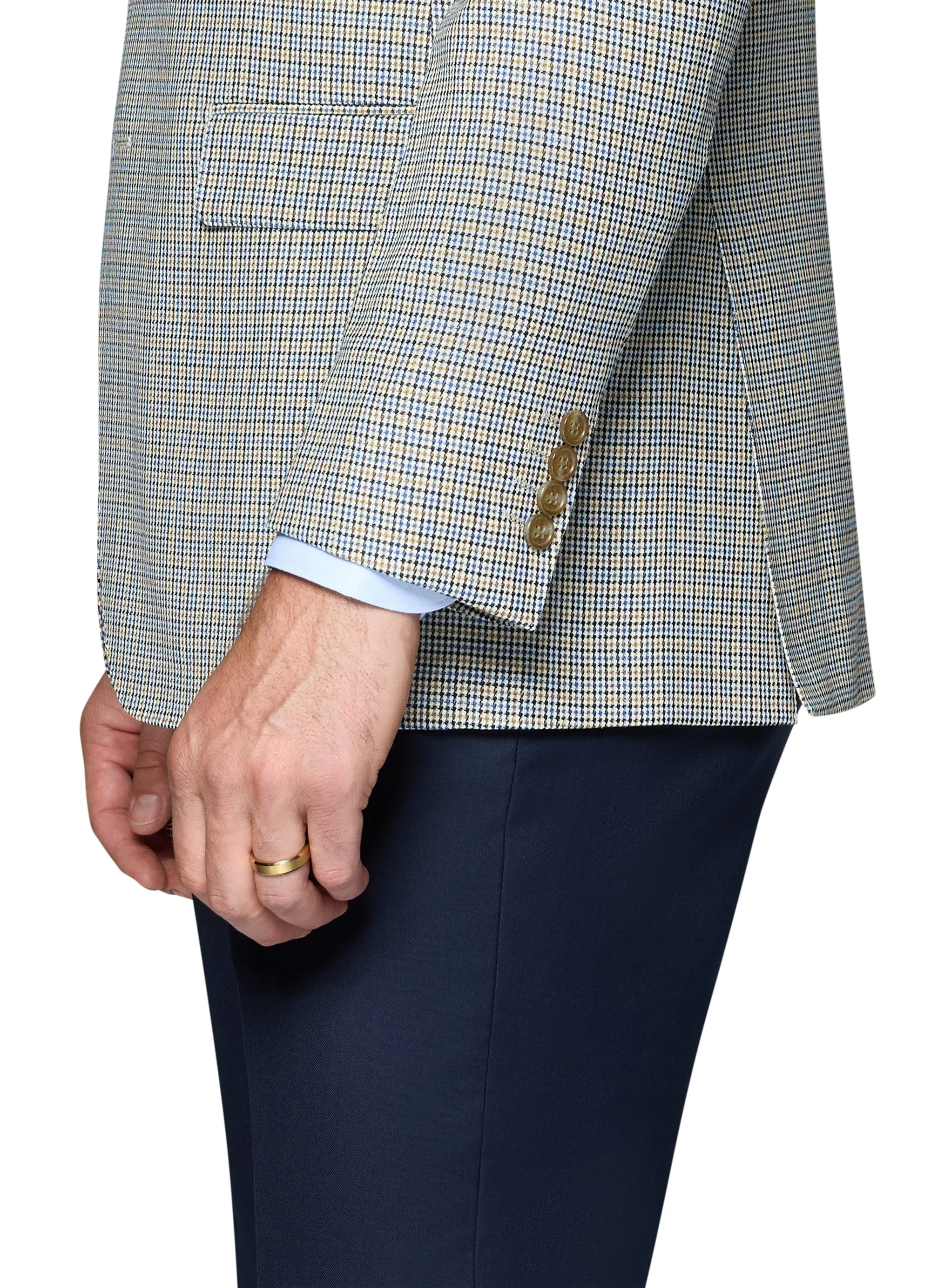 Berragamo Wool Sport Coat Modern Fit - Blue & Tan Check