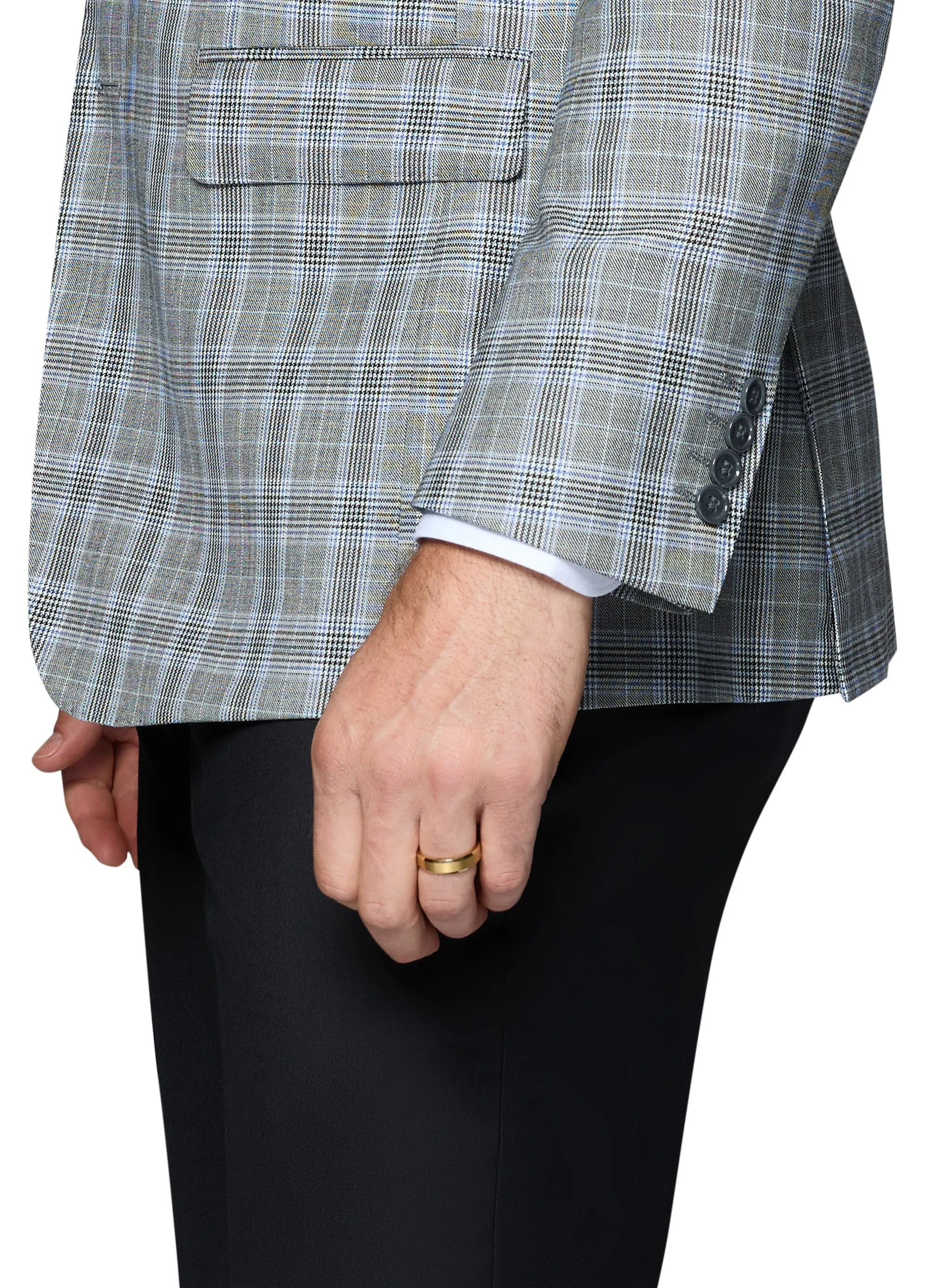 Berragamo Wool Sport Coat Modern Fit - Grey Plaid