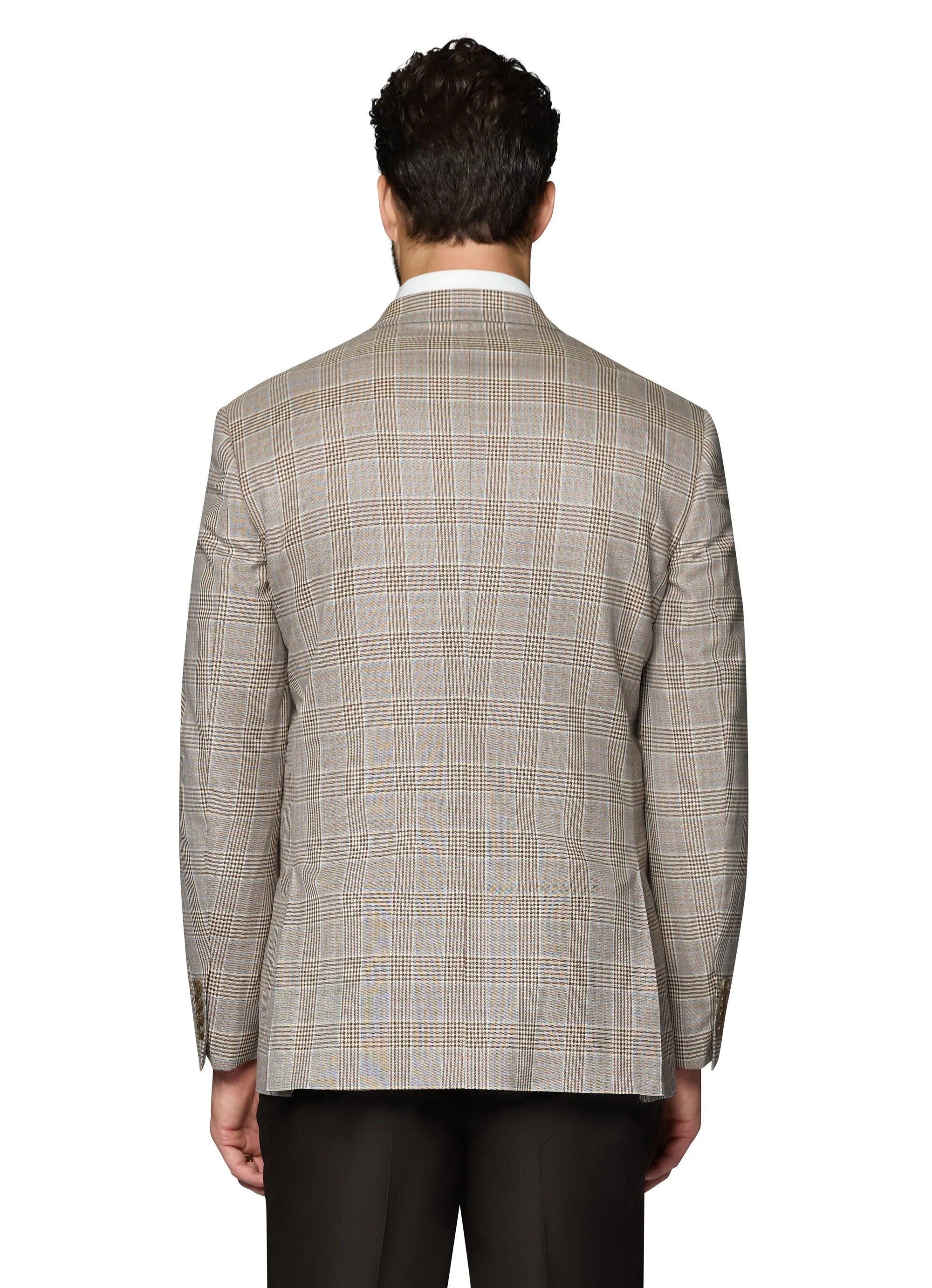 Berragamo Wool Sport Coat Modern Fit - Tan Plaid