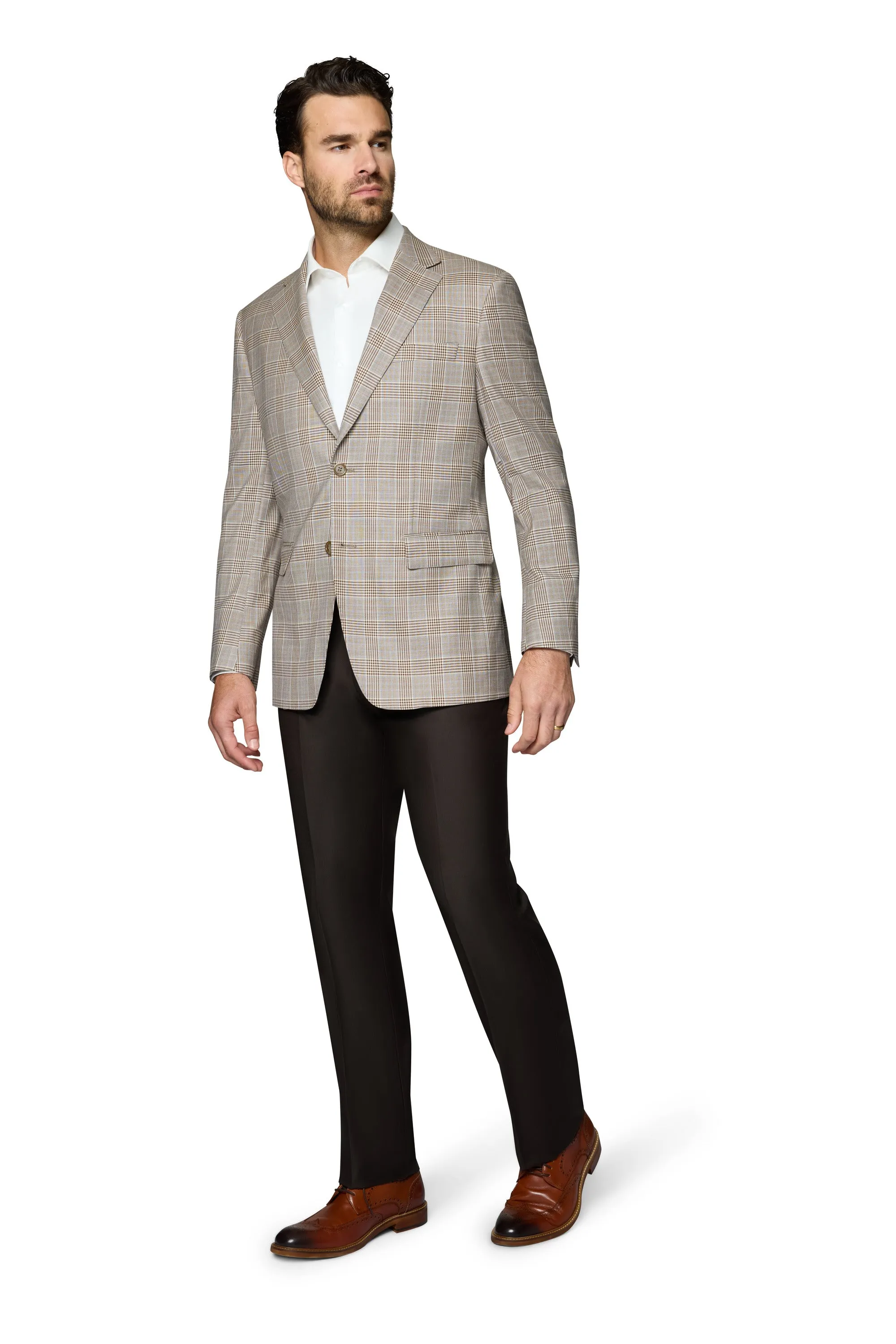 Berragamo Wool Sport Coat Modern Fit - Tan Plaid