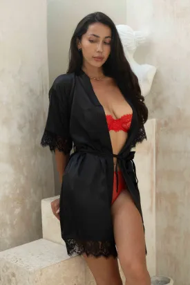 Black Satin Robe