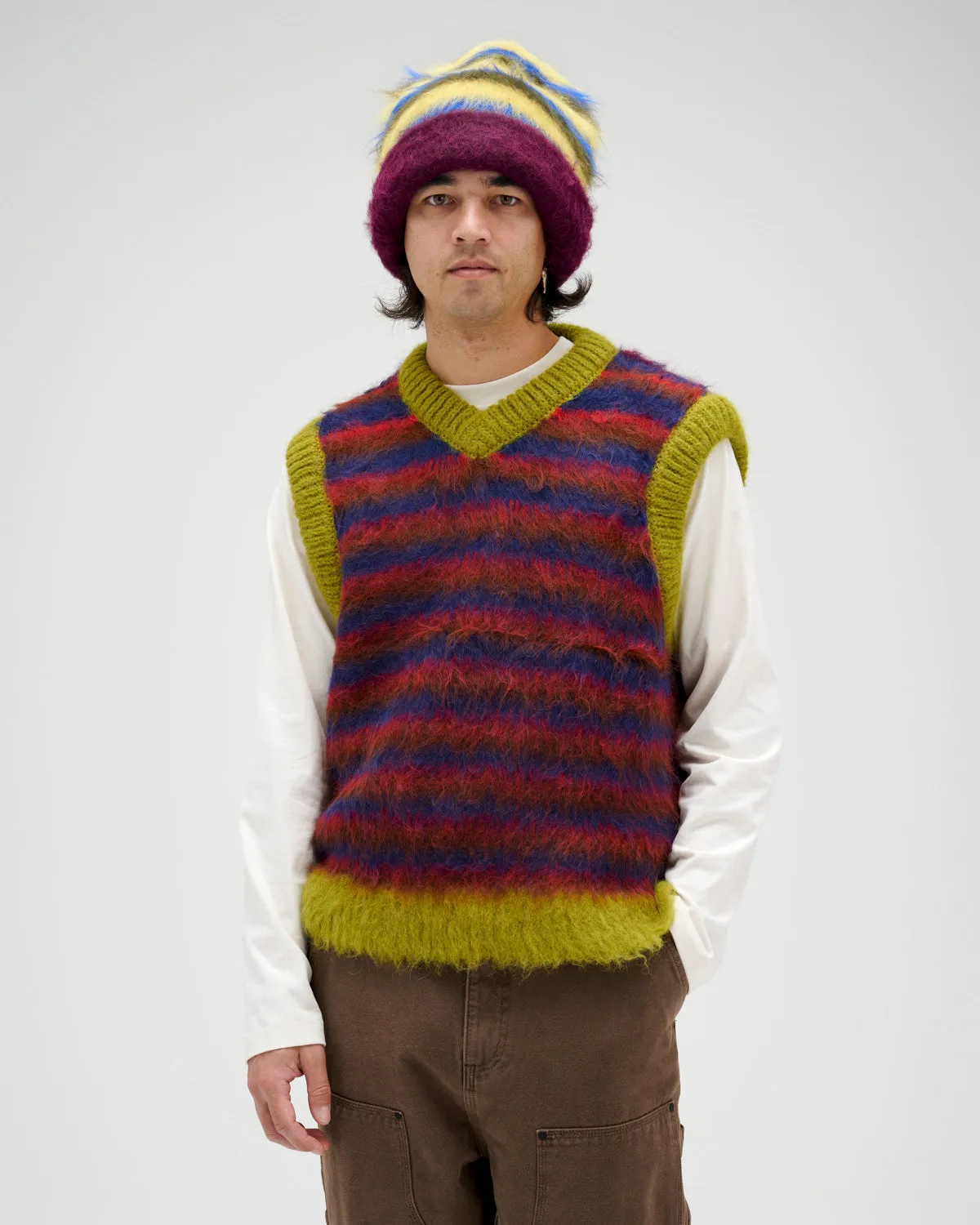 Blurry Lines Alpaca Sweater Vest - Brown Multi