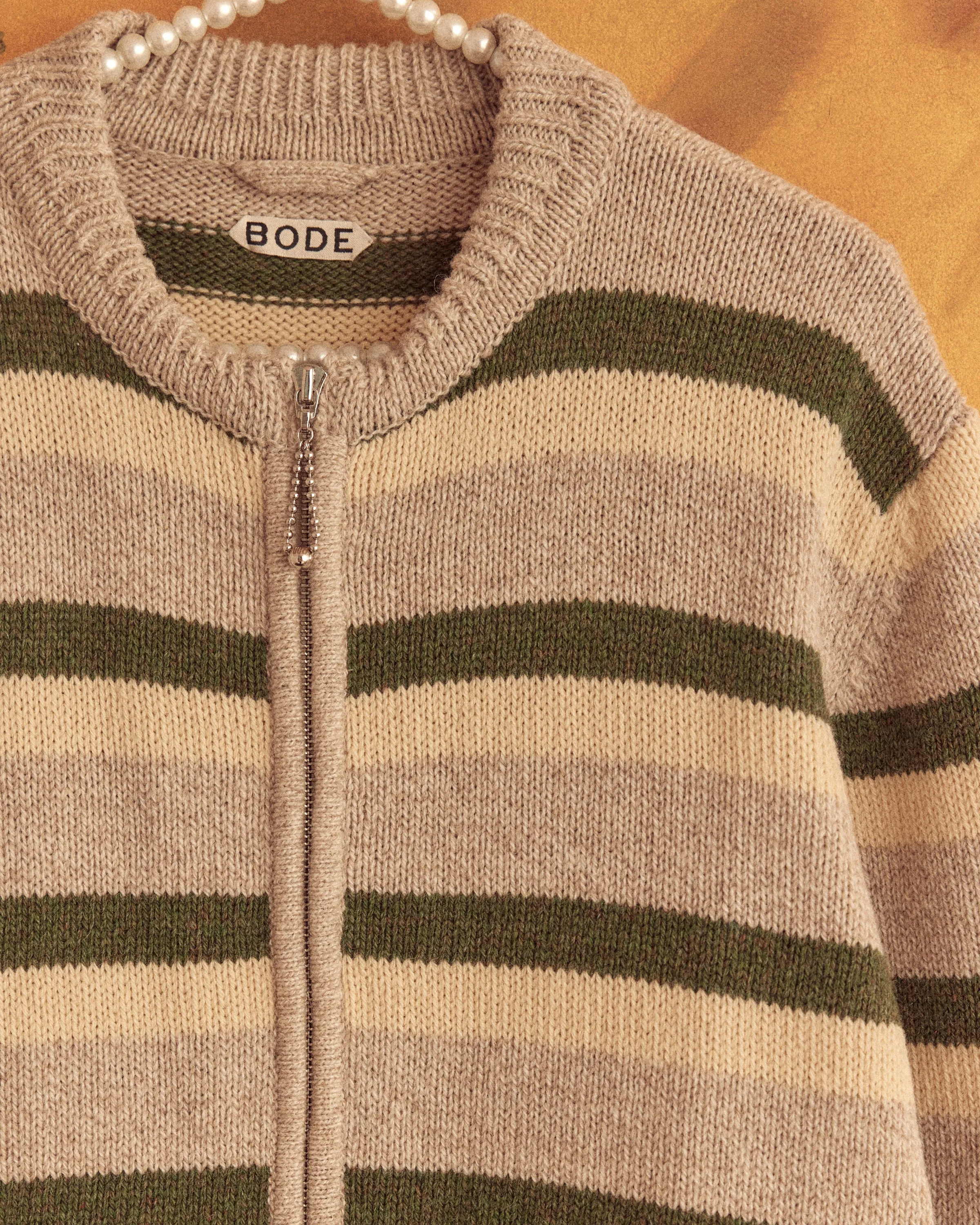 Brewster Cardigan - Tan/Green