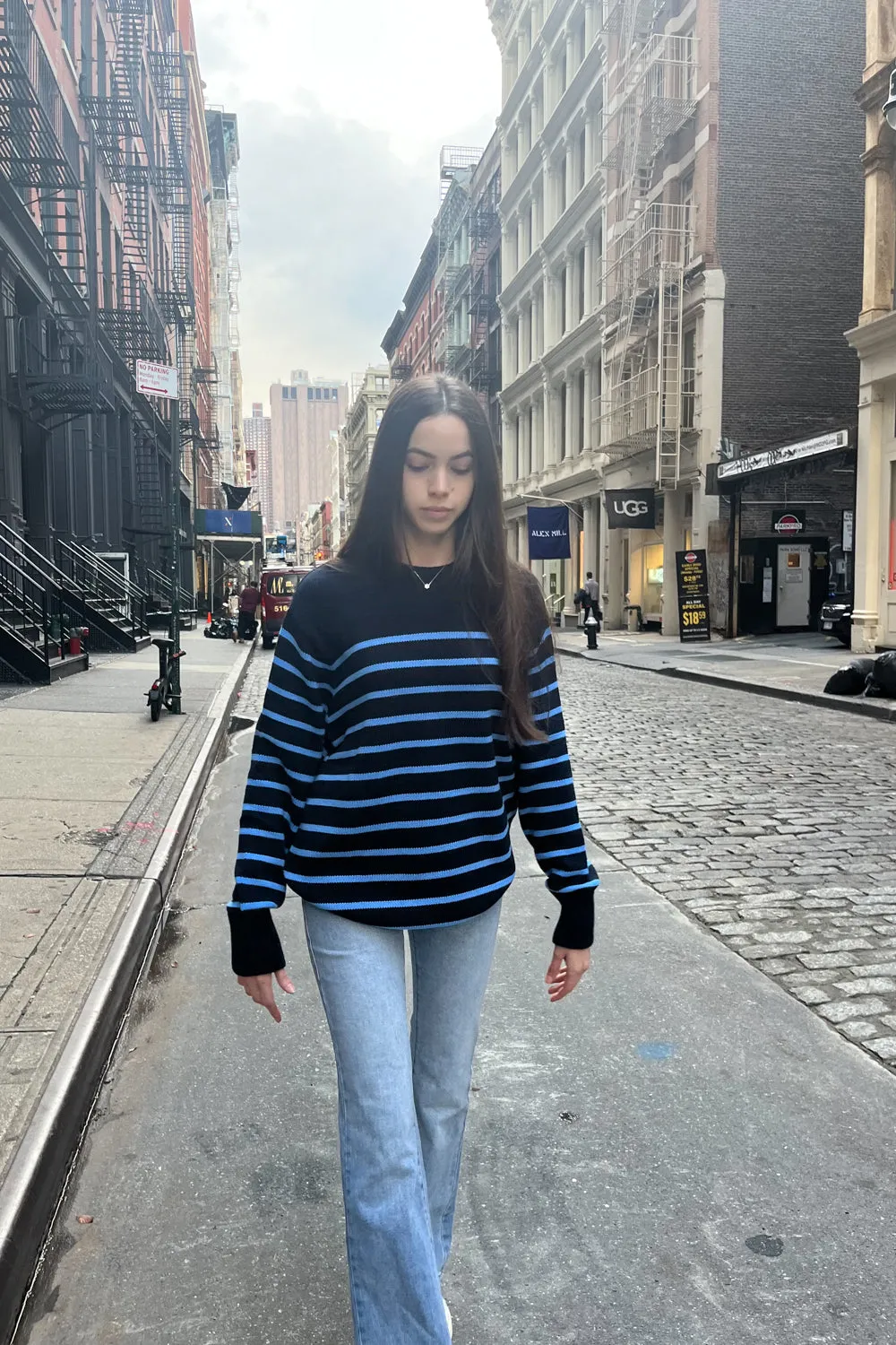 Brianna Cotton Thin Stripe Sweater