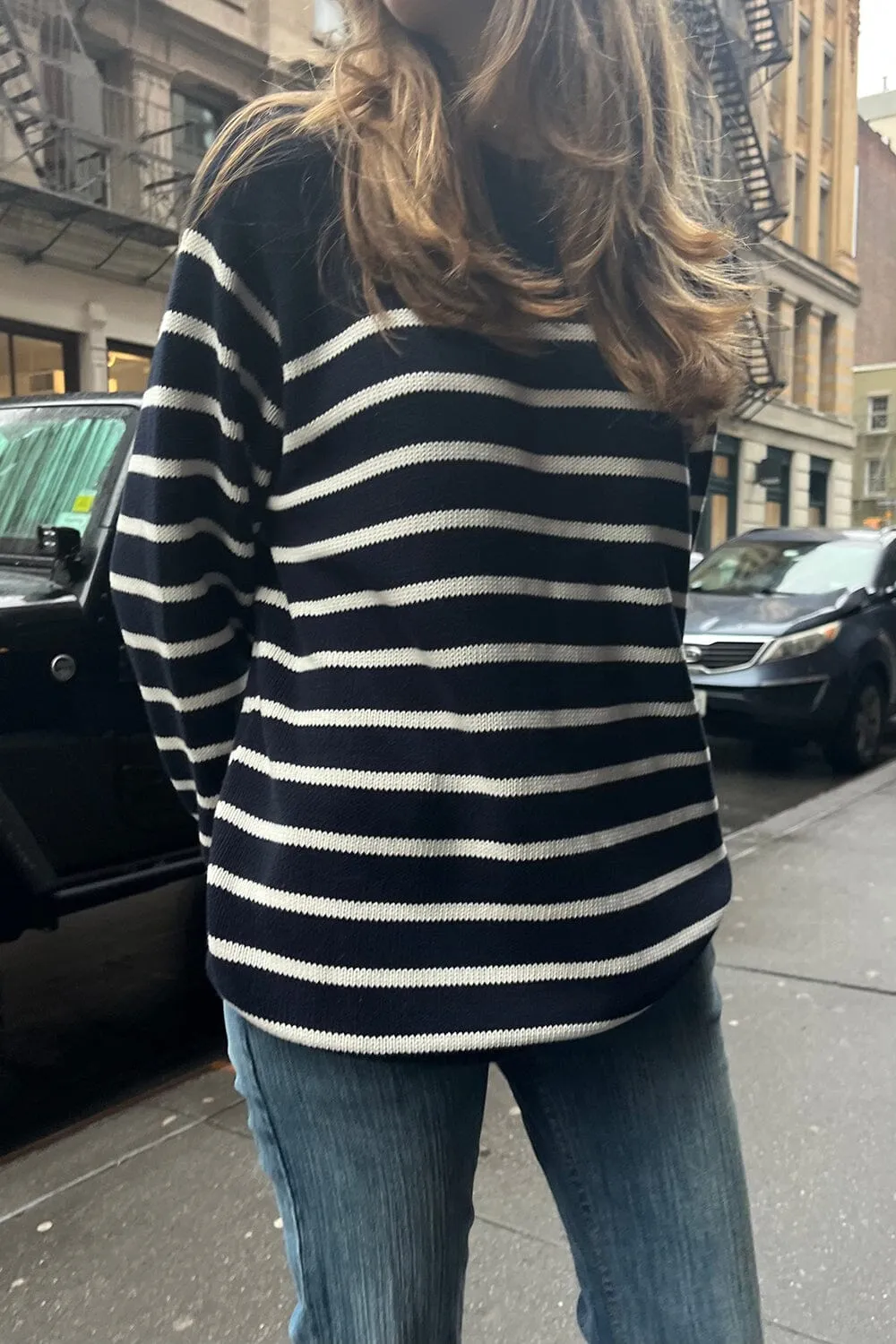 Brianna Cotton Thin Stripe Sweater