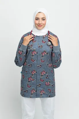 Butterfly Printed Scrub Jacket