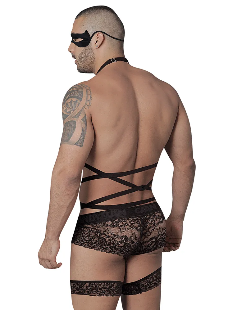 Candyman 99483 Lace Garter Bodysuit Black