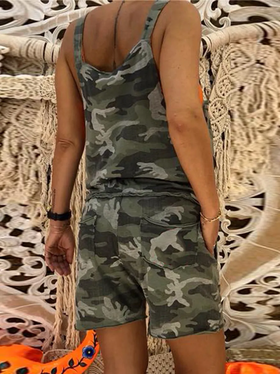 Casual Camouflage Camisole Jumpsuit