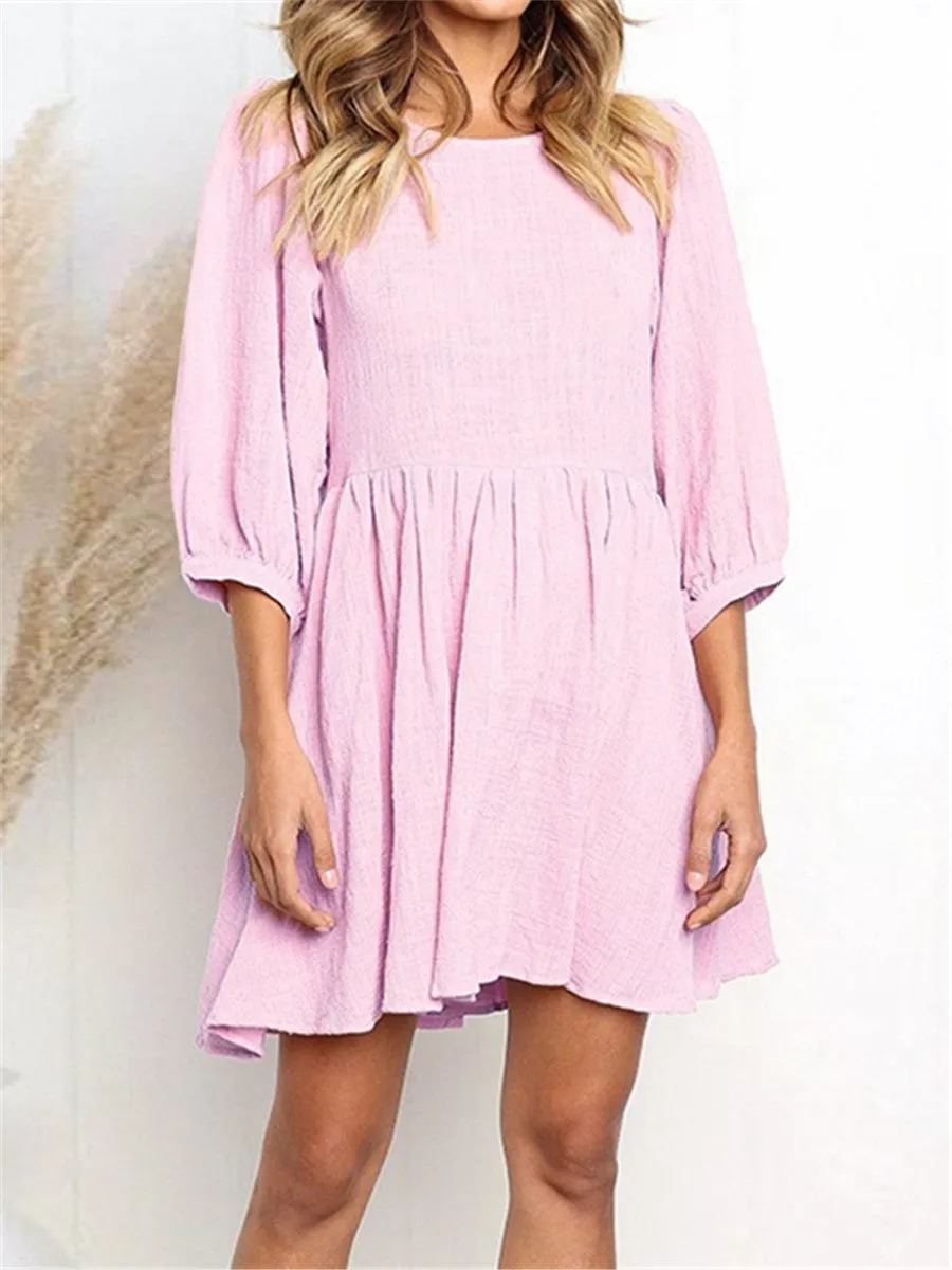 Casual Fashion Solid Color Loose Mini Dresses