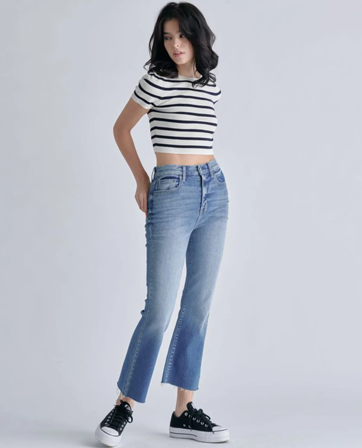 Cello High Rise Crop Flare Jeans