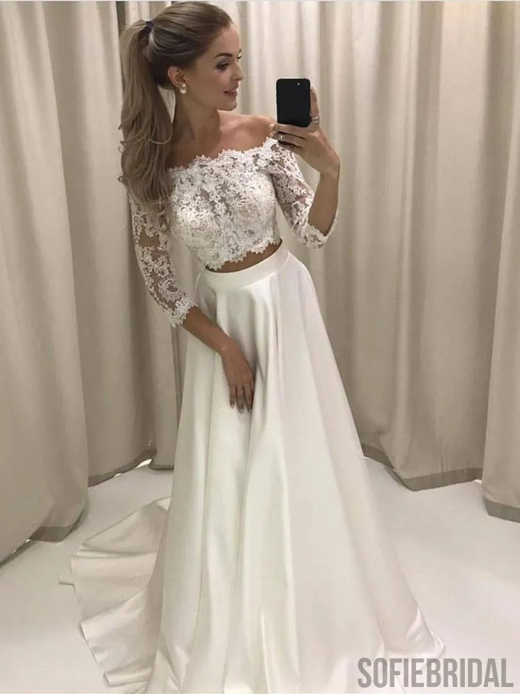 Cheap Long Sleeves Sexy Two Pieces Wedding Dresses Online, WD332